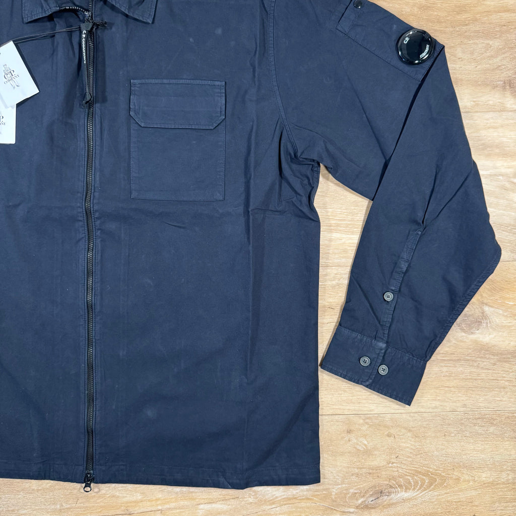 CP Company Organic Gabardine Lens Overshirt in Navy Ironleague
