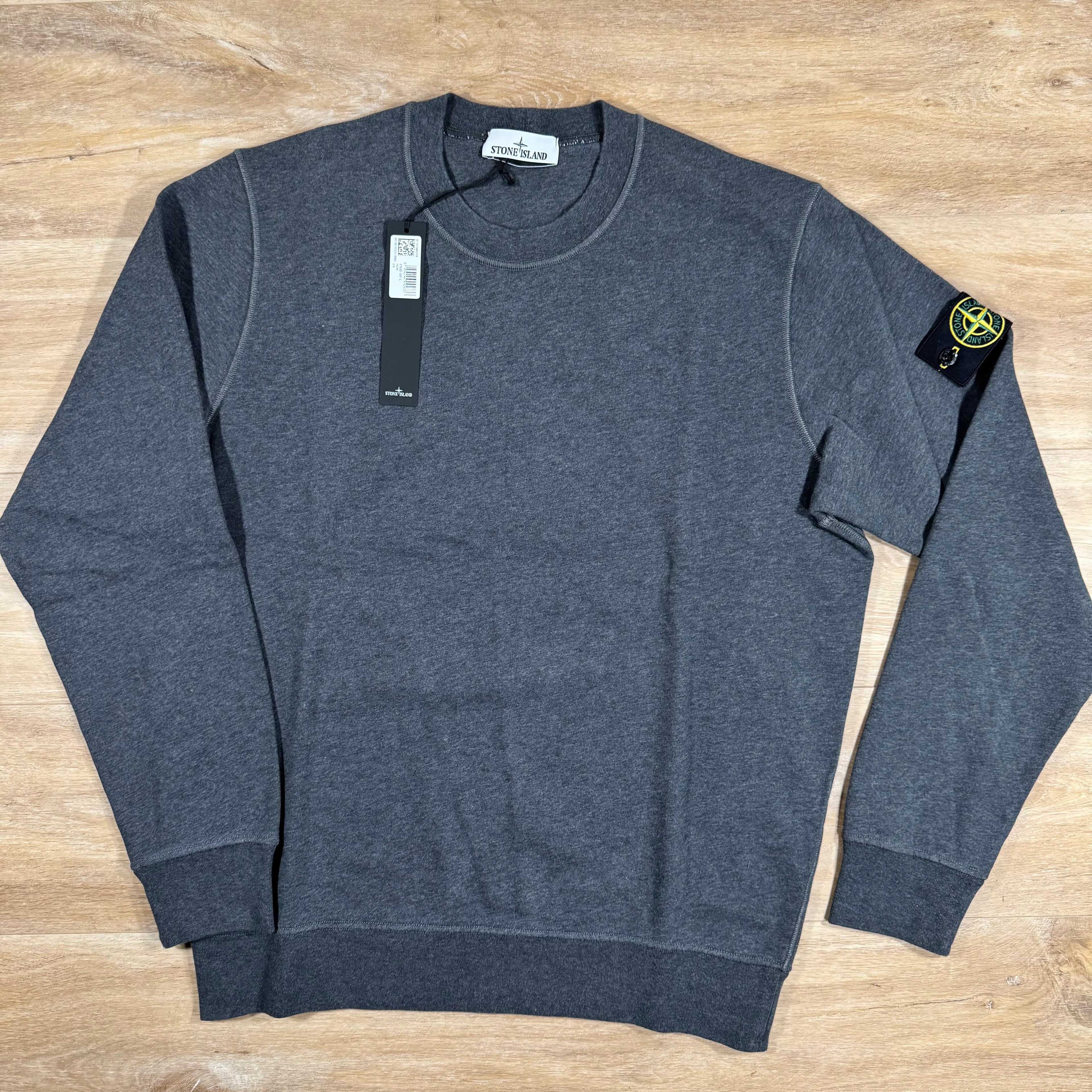 Stone Island Garment Dyed Crewneck Sweatshirt in Dark Grey Ironleague