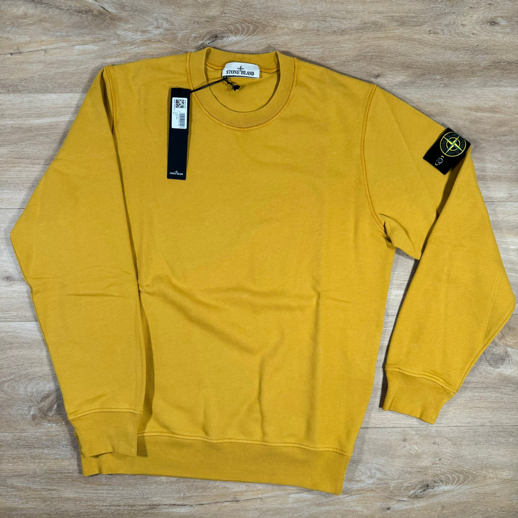 Stone Island Garment Dyed Crewneck Sweatshirt in Mustard Ironleague