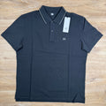 CP Company Stretch Piquet Striped Collar Polo Shirt in Black Sand Ironleague