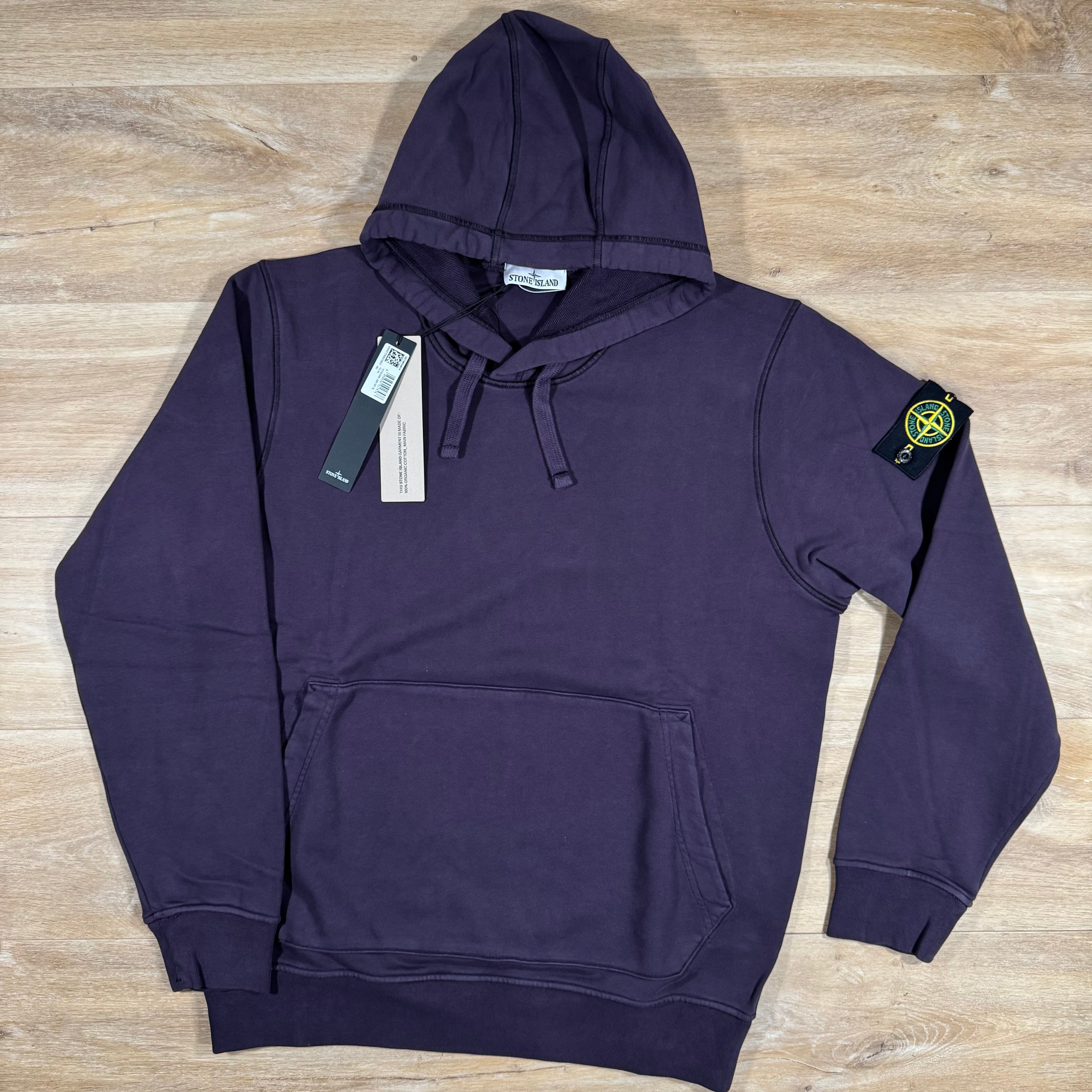 Stone Island Organic Cotton Fleece Pullover Hoodie in Dark Burgundy Ironleague
