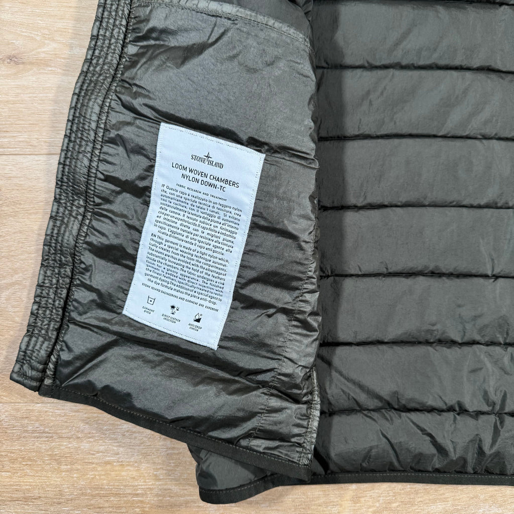 Stone Island Nylon Down-TC Vest in Military Green Ironleague