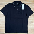 CP Company Stretch Piquet Striped Collar Polo Shirt in Black Ironleague