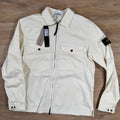 Stone Island Organic Stretch Cotton Overshirt in Ivory Ironleague