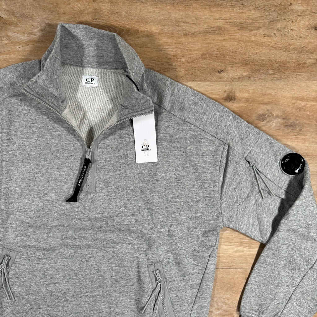 CP Company Diagonal Raised Half-Zipped Lens Sweatshirt in Grey Ironleague