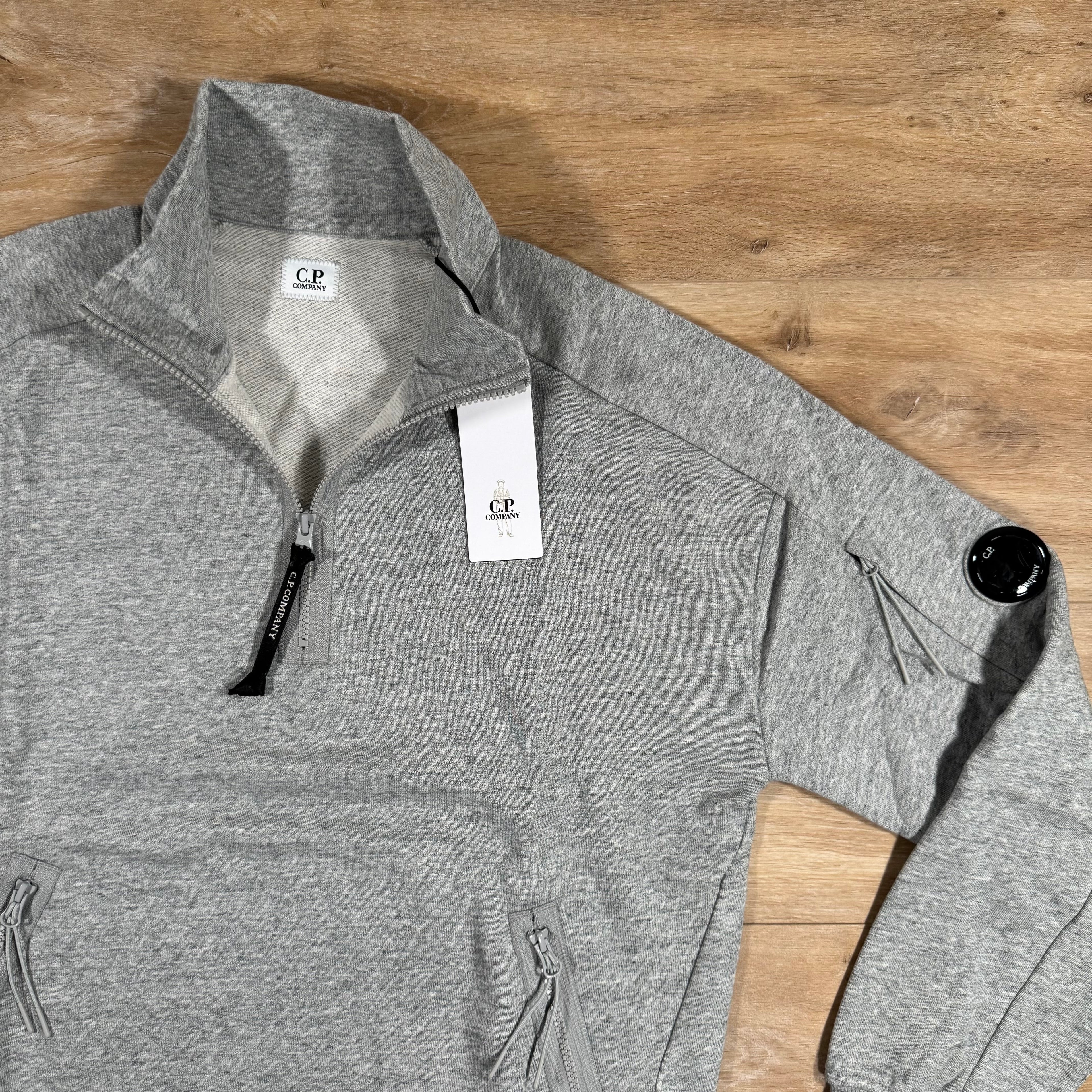 CP Company Diagonal Raised Half-Zipped Lens Sweatshirt in Grey Ironleague