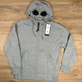 CP Company Diagonal Raised Zipped Goggle Hoodie in Grey Ironleague