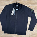 Stone Island Light Organic Cotton Knit Cardigan in Black Ironleague
