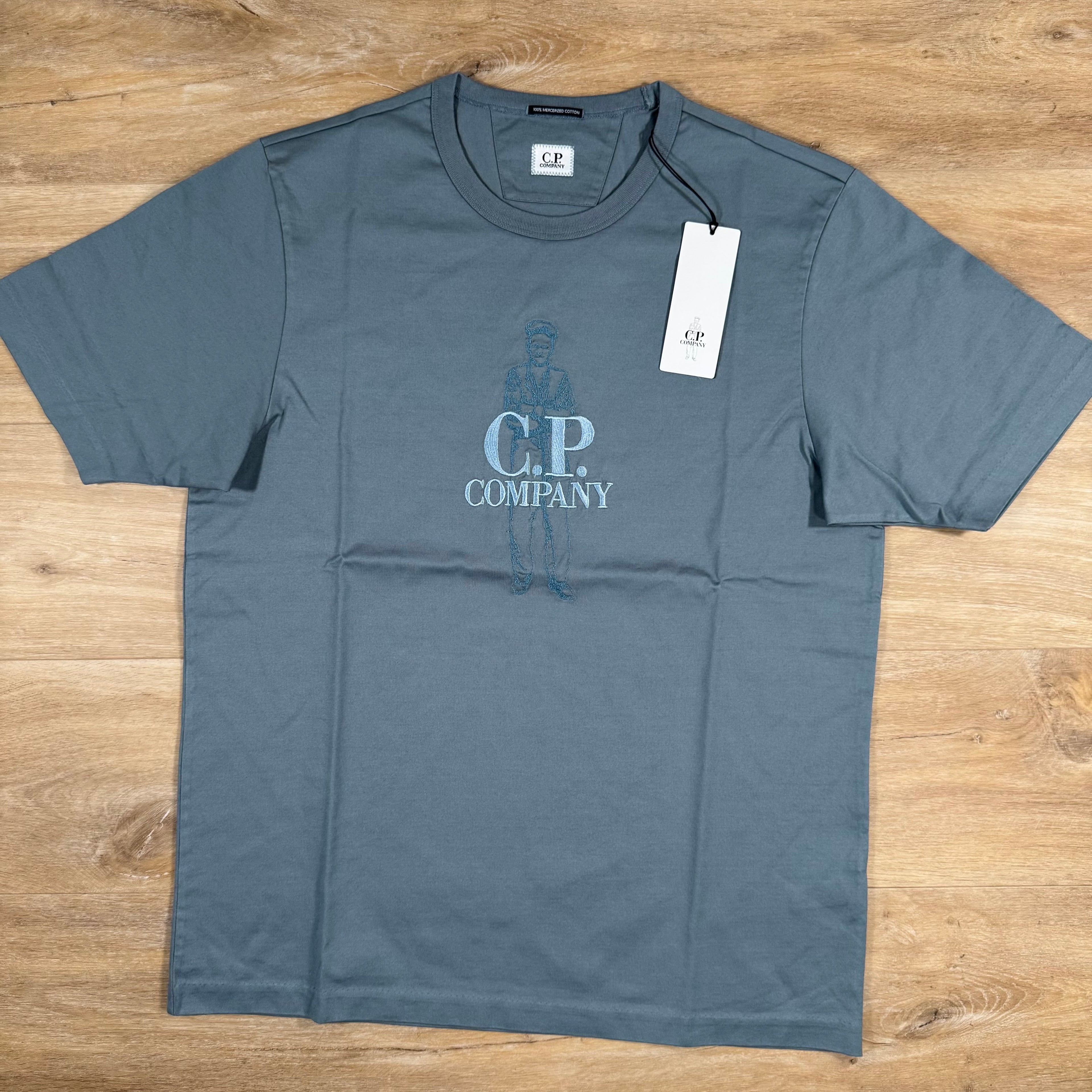 CP Company 30/2 Mercerized Jersey Twisted British Sailor T-Shirt in Stormy Weather - Blue Ironleague