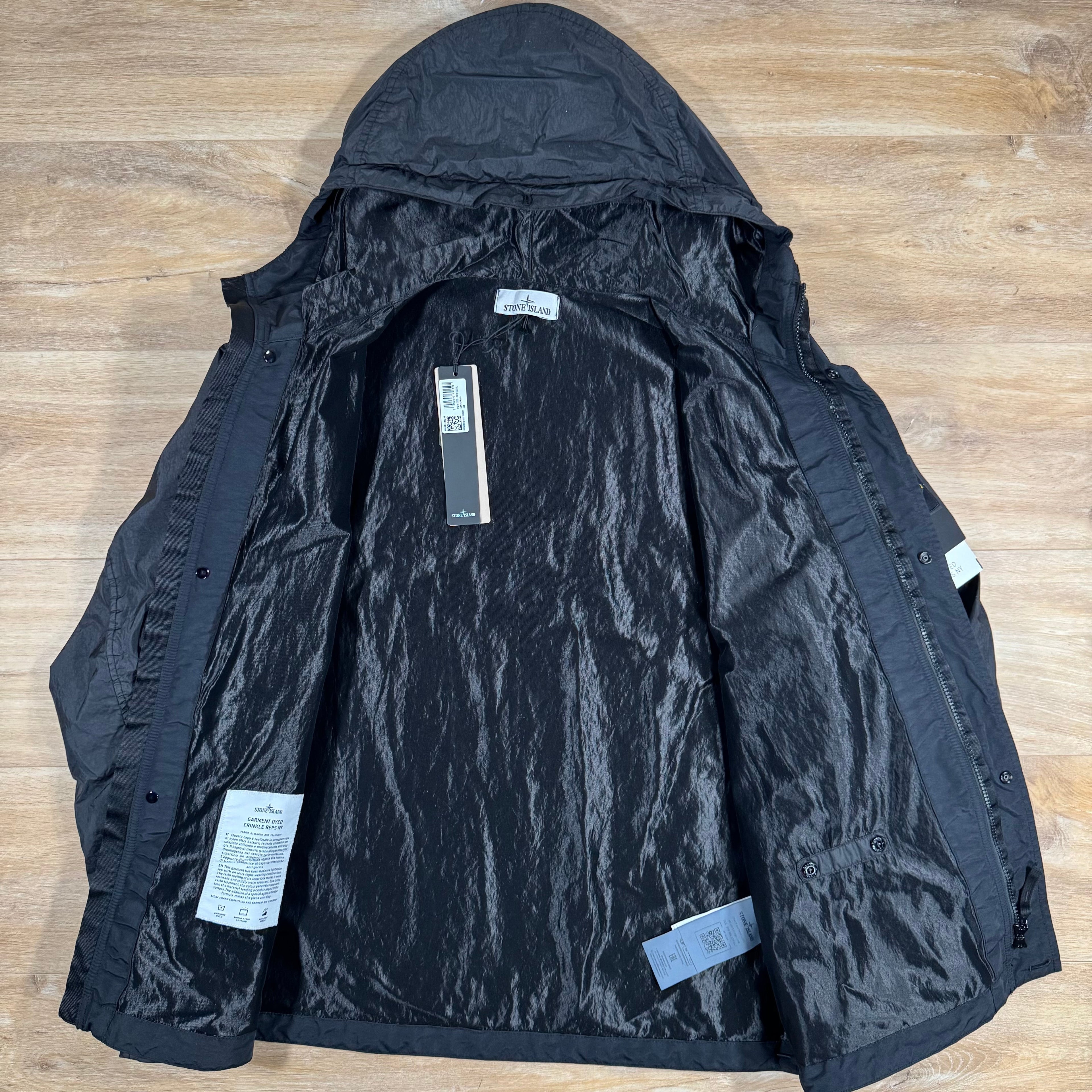 Stone Island Crinkle Reps R-NY Jacket in Black Ironleague
