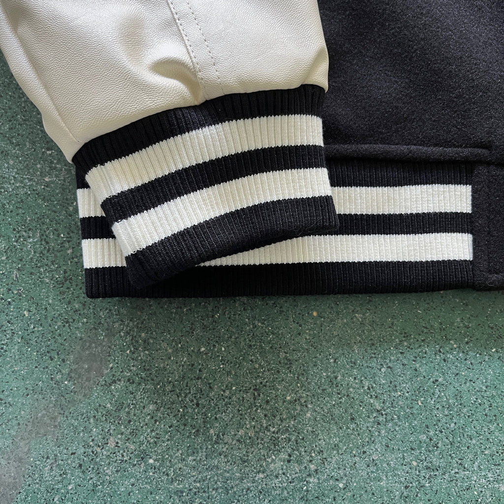 Trapstar Hyperdrive Chenille Varsity Jacket - Black/White Ironleague