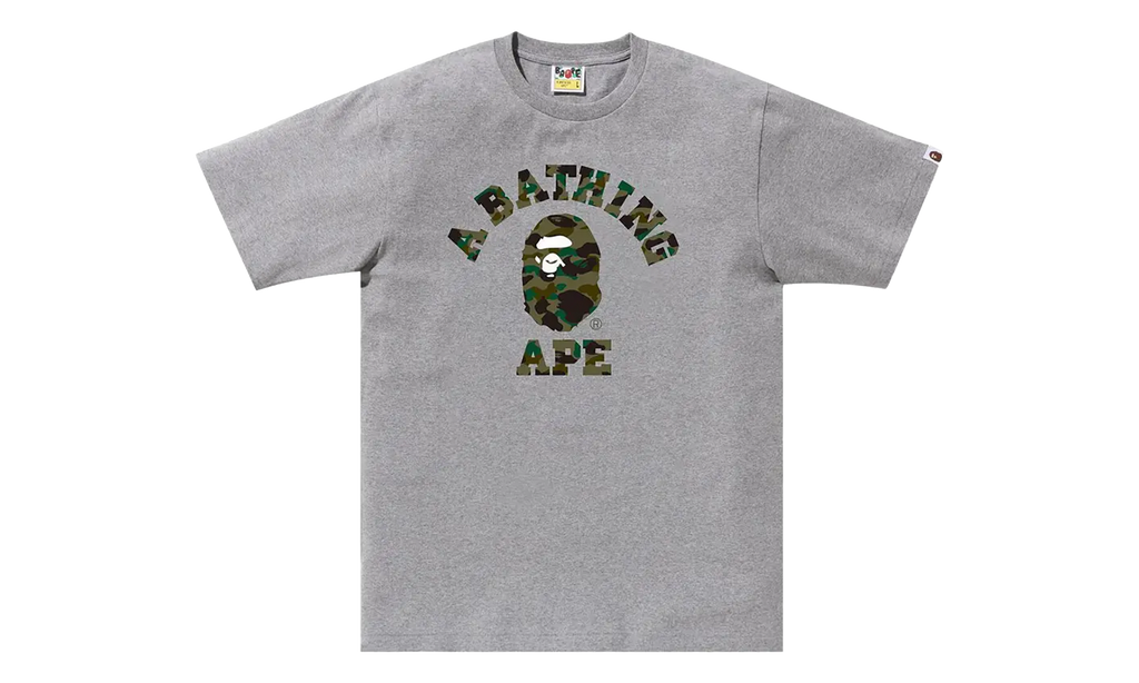 BAPE 1st Camo College Tee Grey / Green 1K30 110 008 GREY GREEN