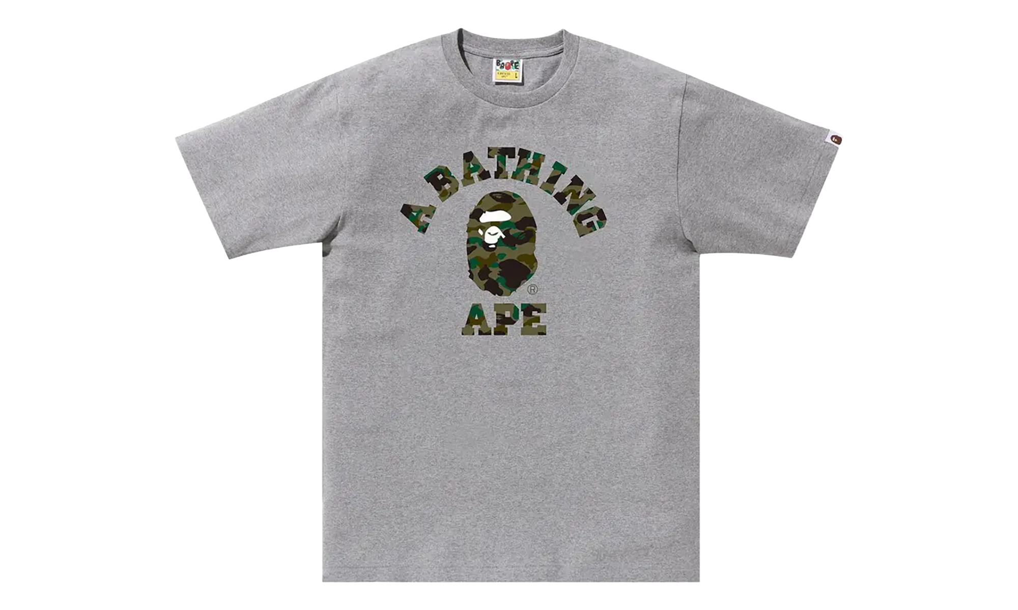 BAPE 1st Camo College Tee Grey / Green 1K30 110 008 GREY GREEN