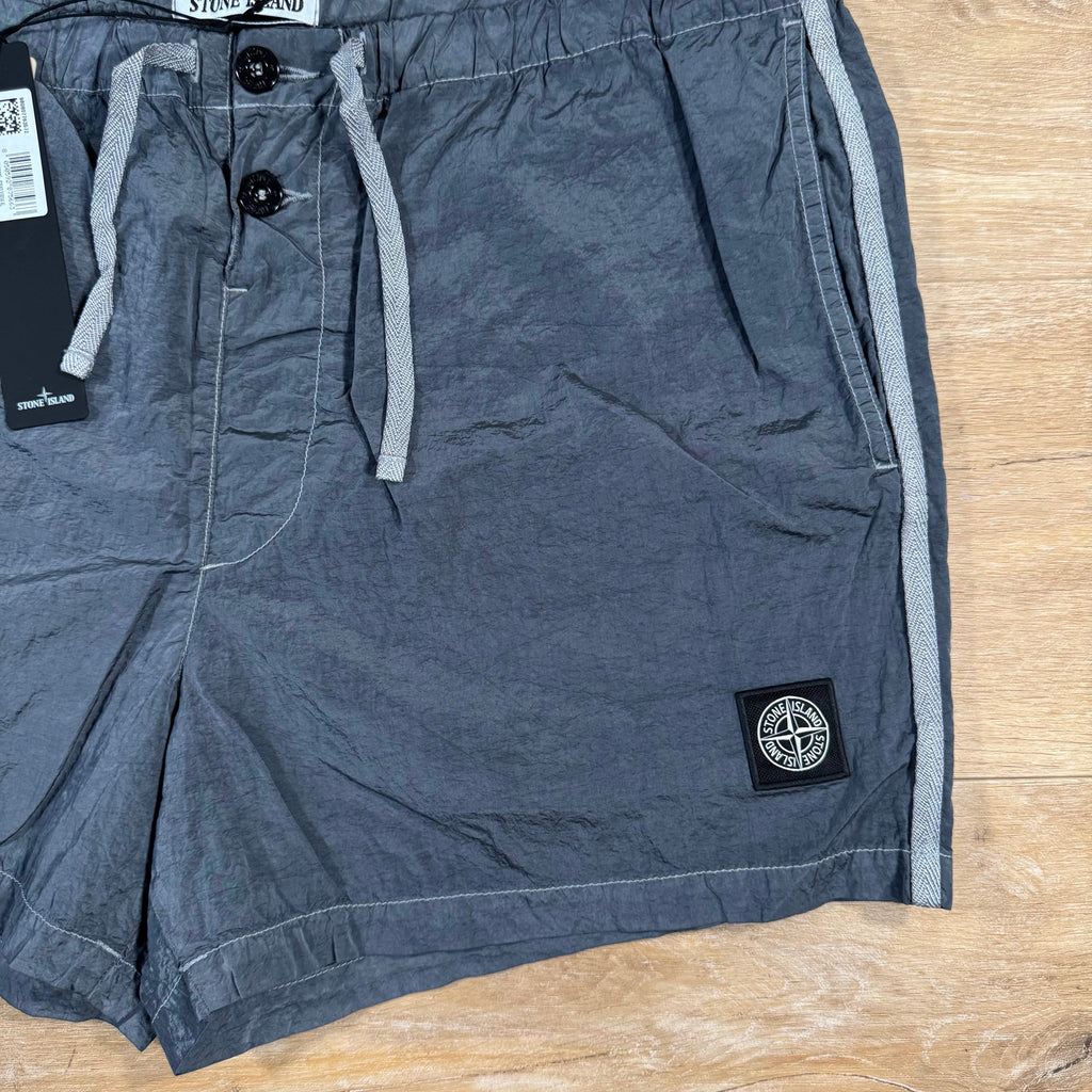 Stone Island Nylon Metal Button Swim Shorts in Avio Blue Ironleague