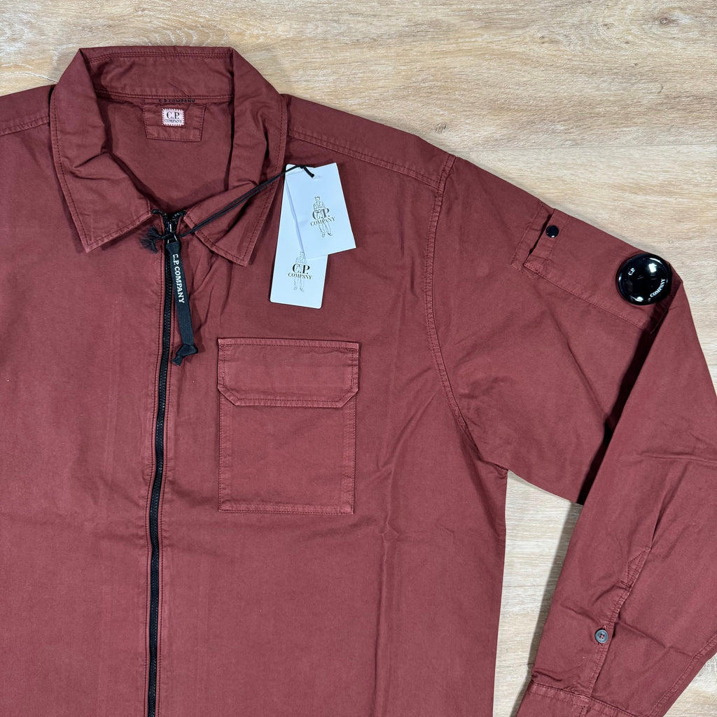 CP Company Organic Gabardine Lens Overshirt in Sable - Brown Ironleague