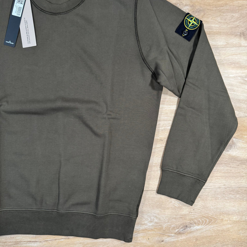 Stone Island Organic Cotton Fleece Sweatshirt in Military Green Ironleague