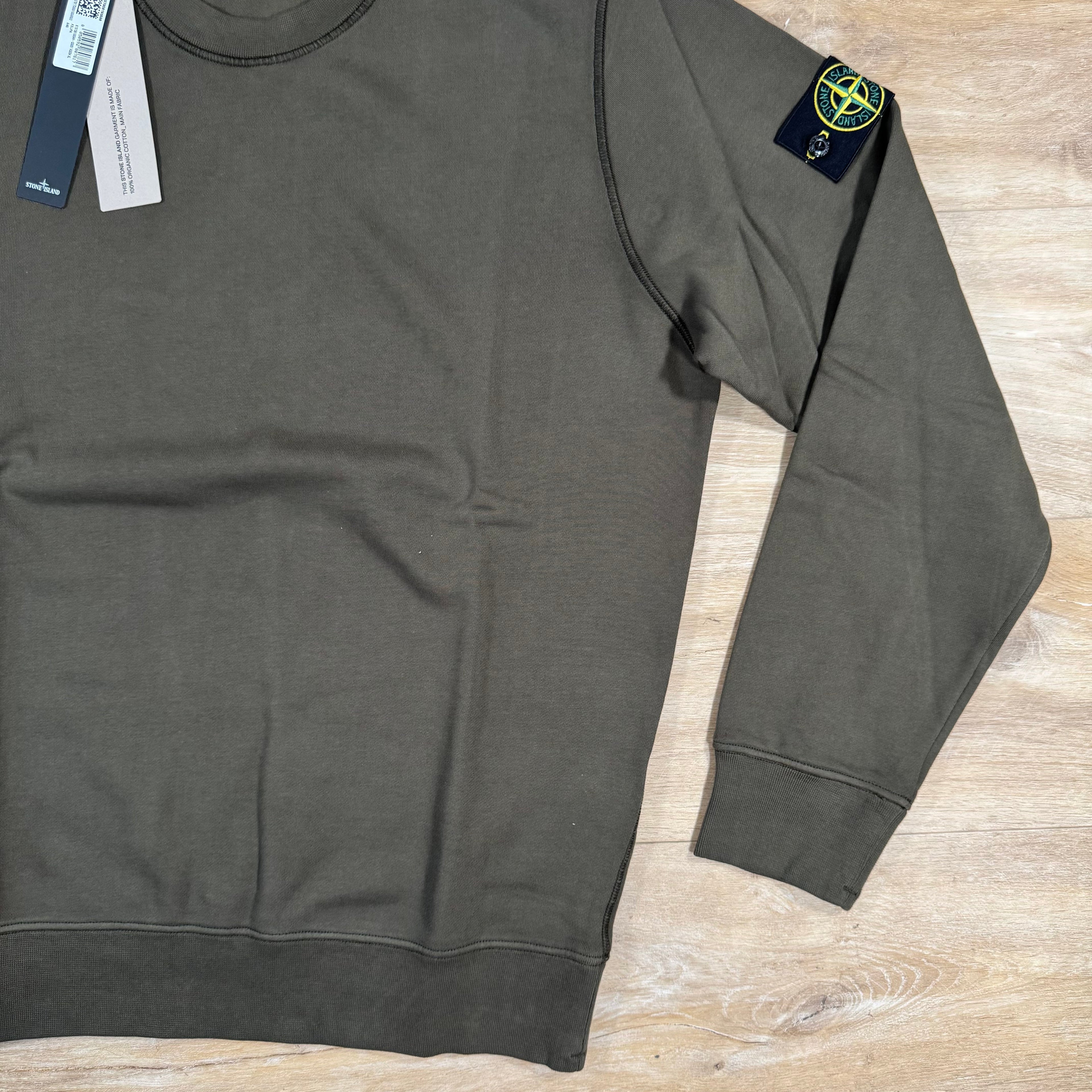 Stone Island Organic Cotton Fleece Sweatshirt in Military Green Ironleague