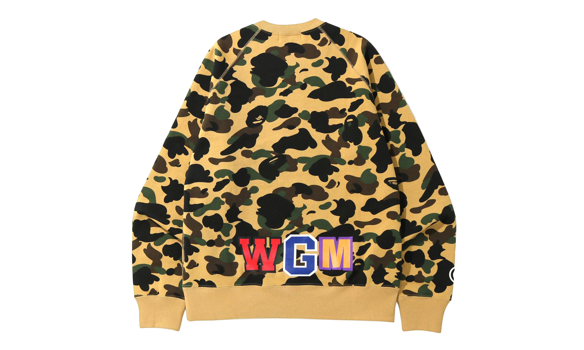 BAPE 1st Camo Printed Zip Shark Crewneck Sweatshirt Yellow 1K80 613 003 YELLOW