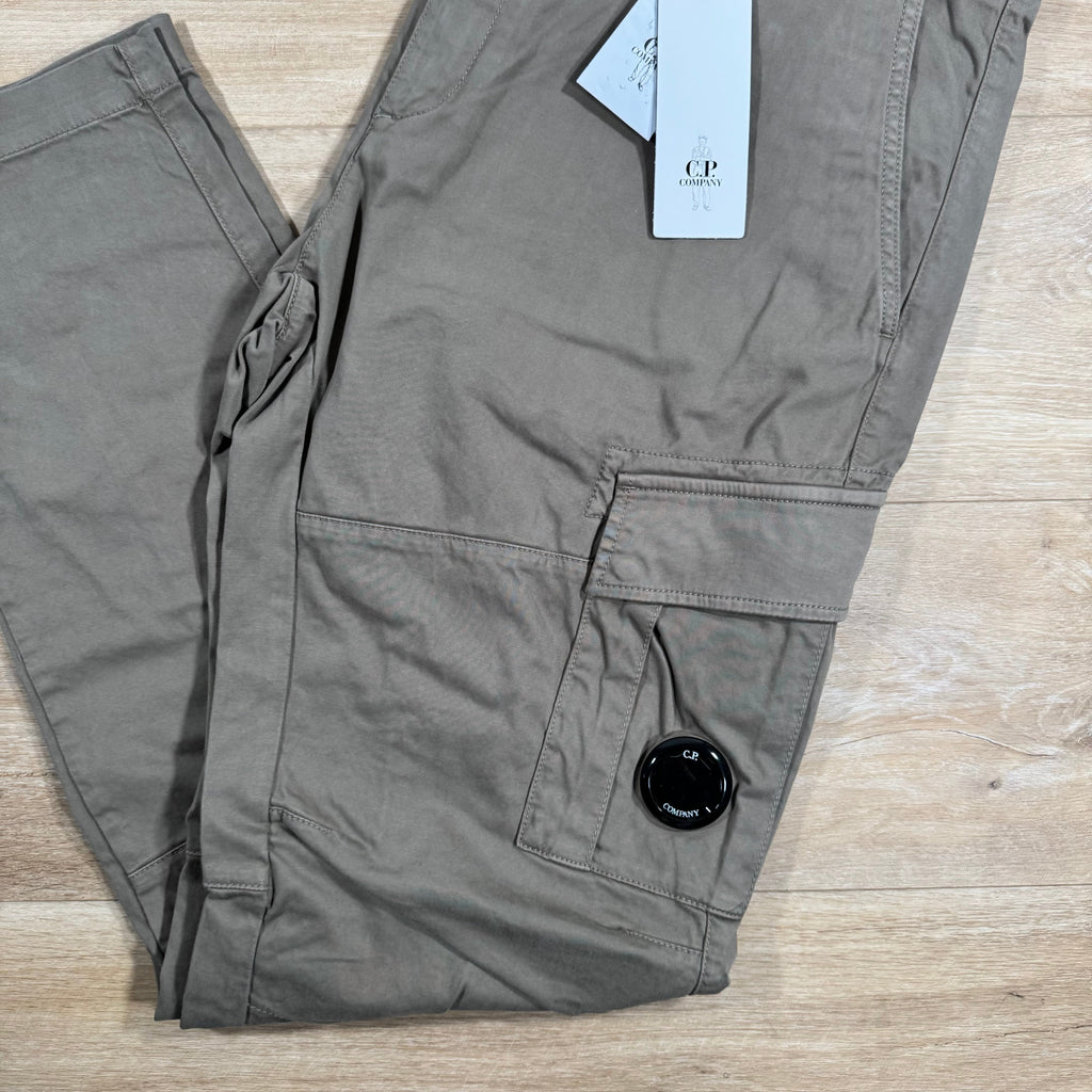 CP Company Stretch Sateen Lens Cargo Pants in Walnut Ironleague