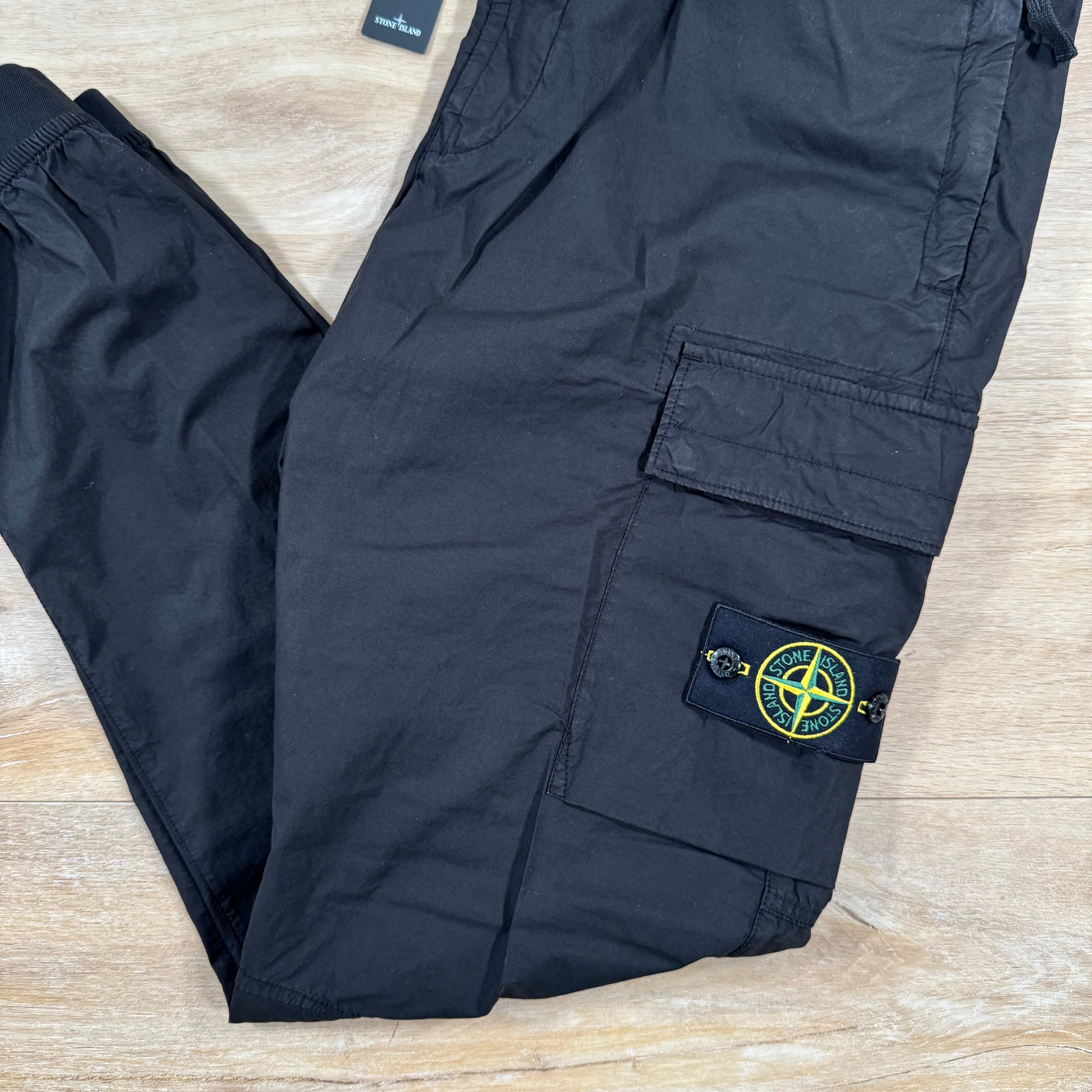 Stone Island Stretch Cotton Tela Cargo Pants in Black Ironleague