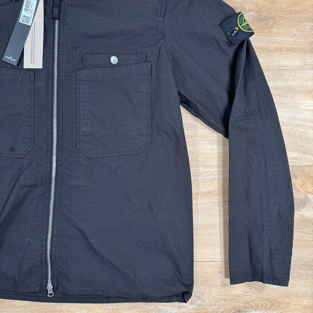 Stone Island Mil-Spec Stretch Ripstop-TC Overshirt in Black Ironleague