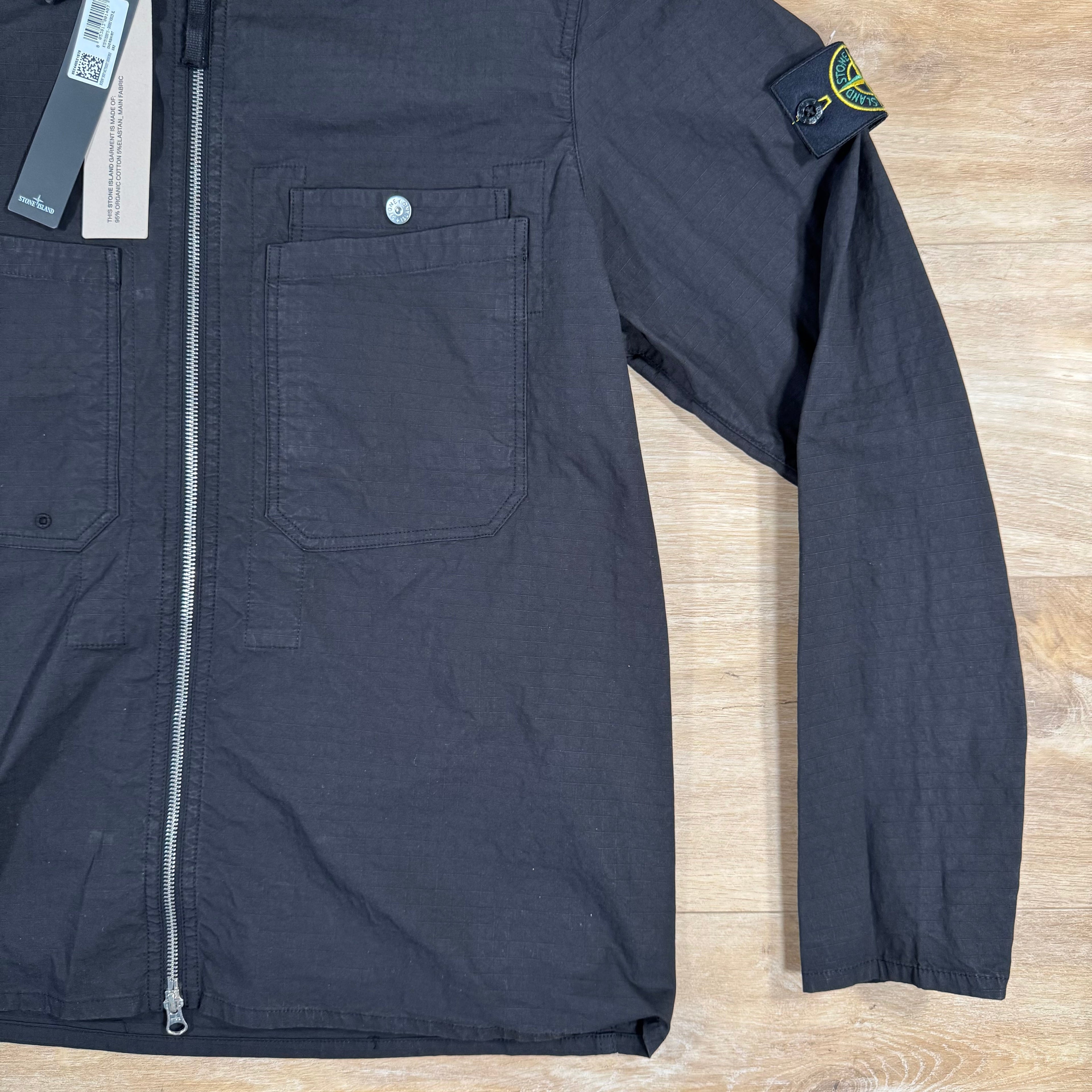 Stone Island Mil-Spec Stretch Ripstop-TC Overshirt in Black Ironleague