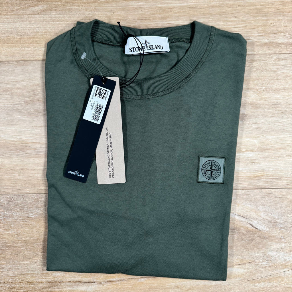 Stone Island Patch Logo Cotton T-Shirt in Musk Green Ironleague
