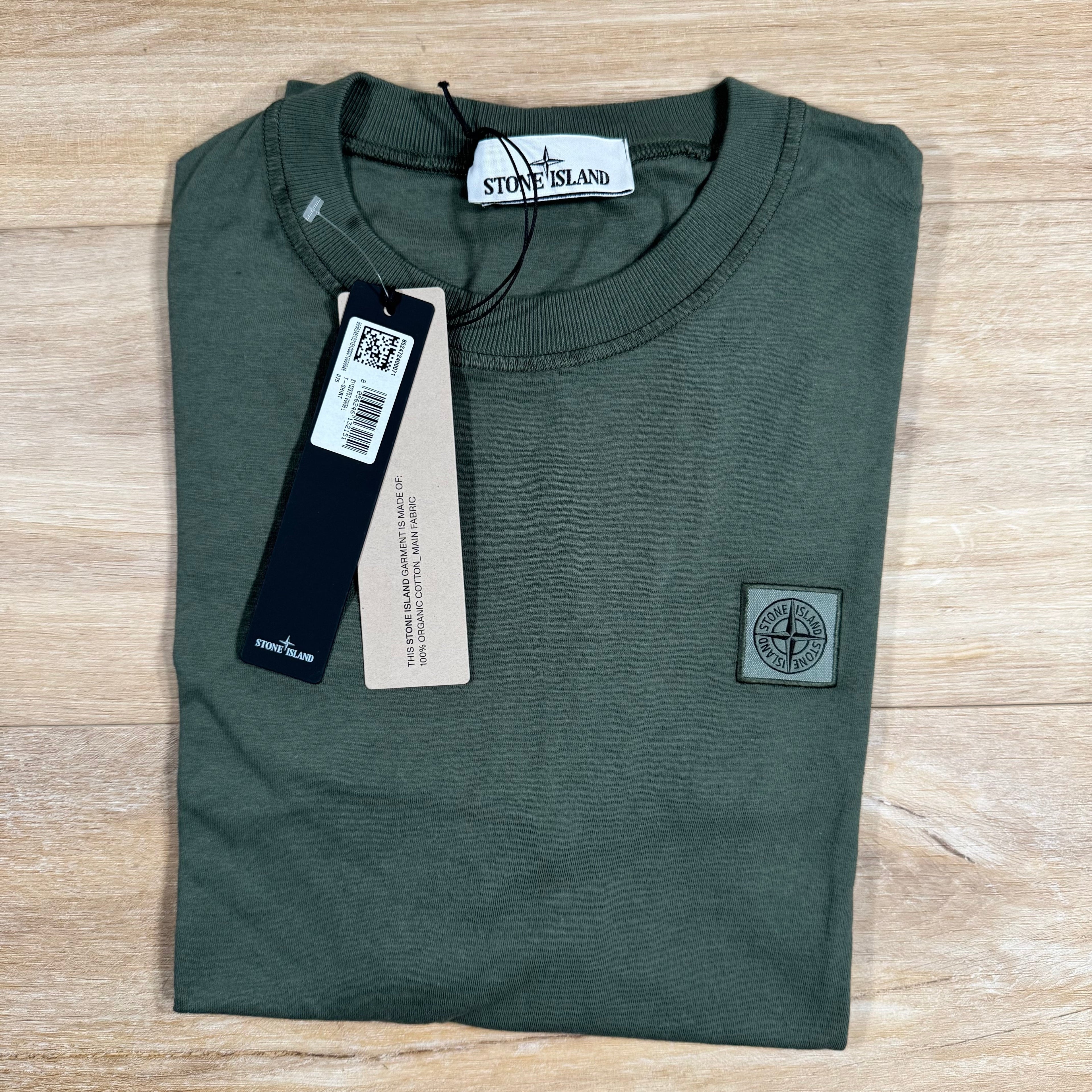 Stone Island Patch Logo Cotton T-Shirt in Musk Green Ironleague