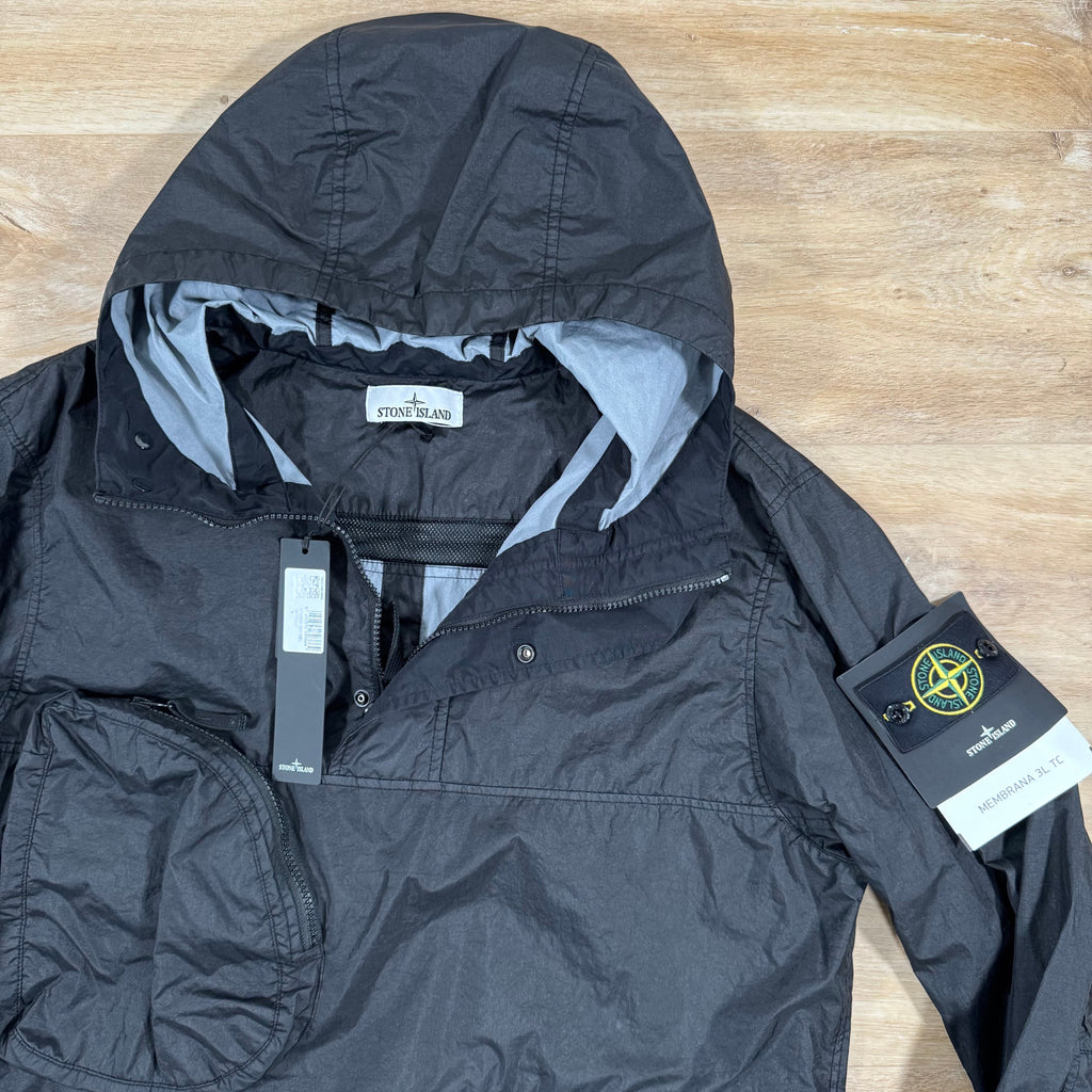 Stone Island Membrana 3L TC Anorak Jacket in Black Ironleague