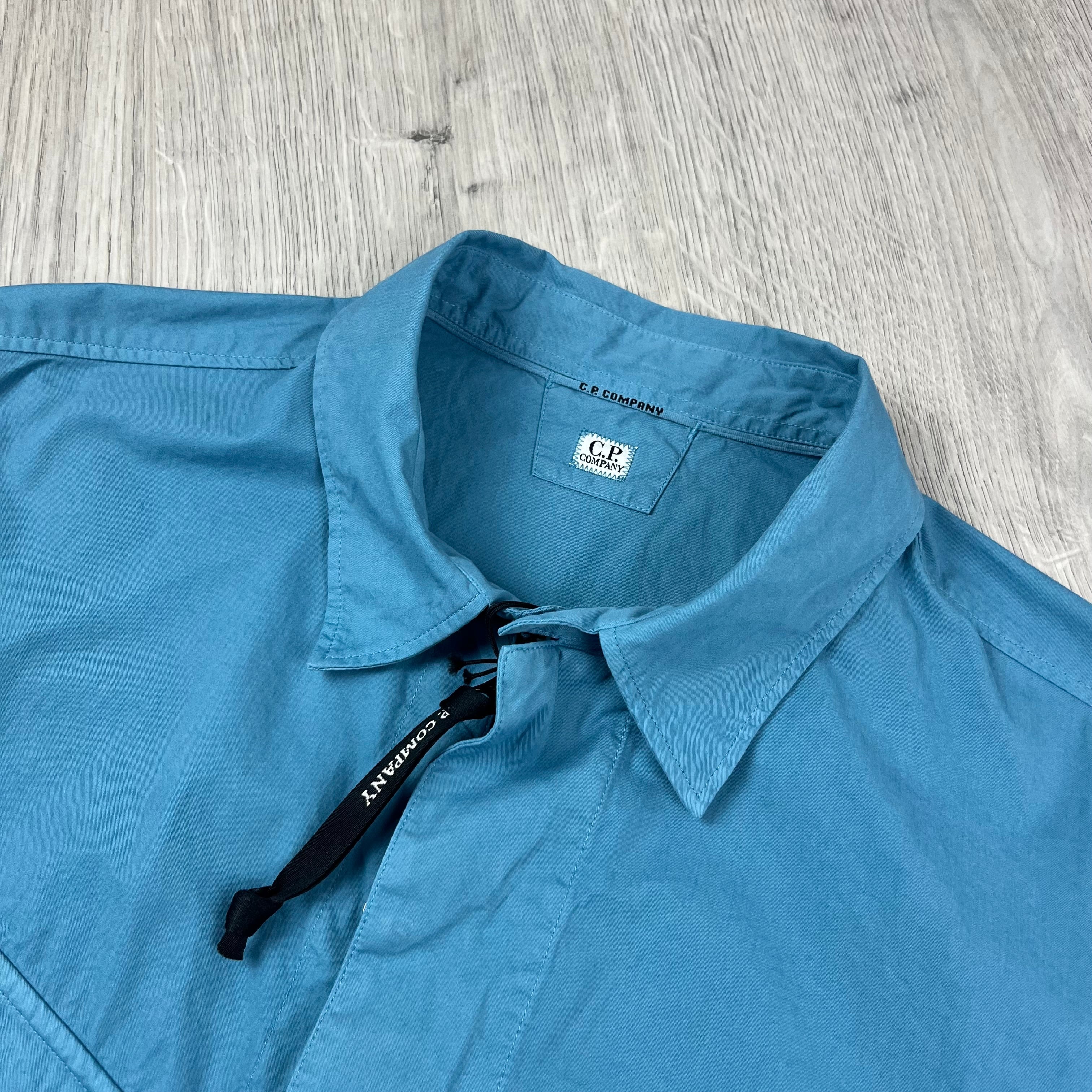 CP Company Zip Overshirt - Aegean Blue Ironleague