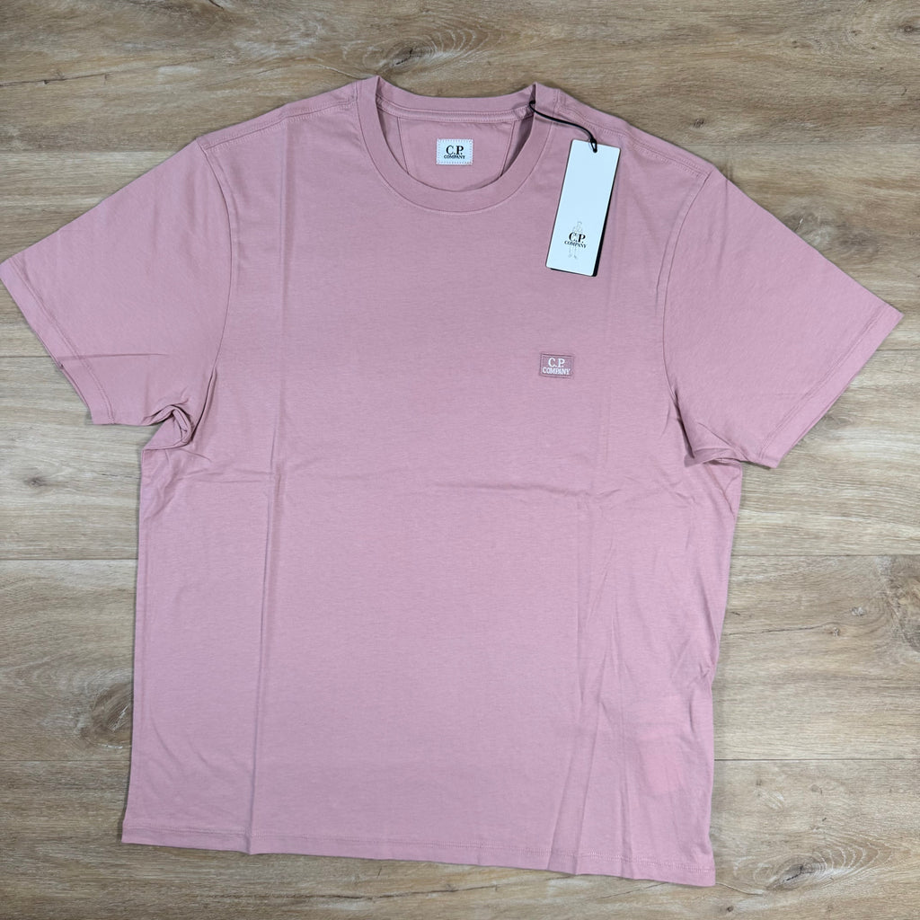 CP Company 30/1 Jersey Logo Patch T-Shirt in Misty Rose - Pink Ironleague