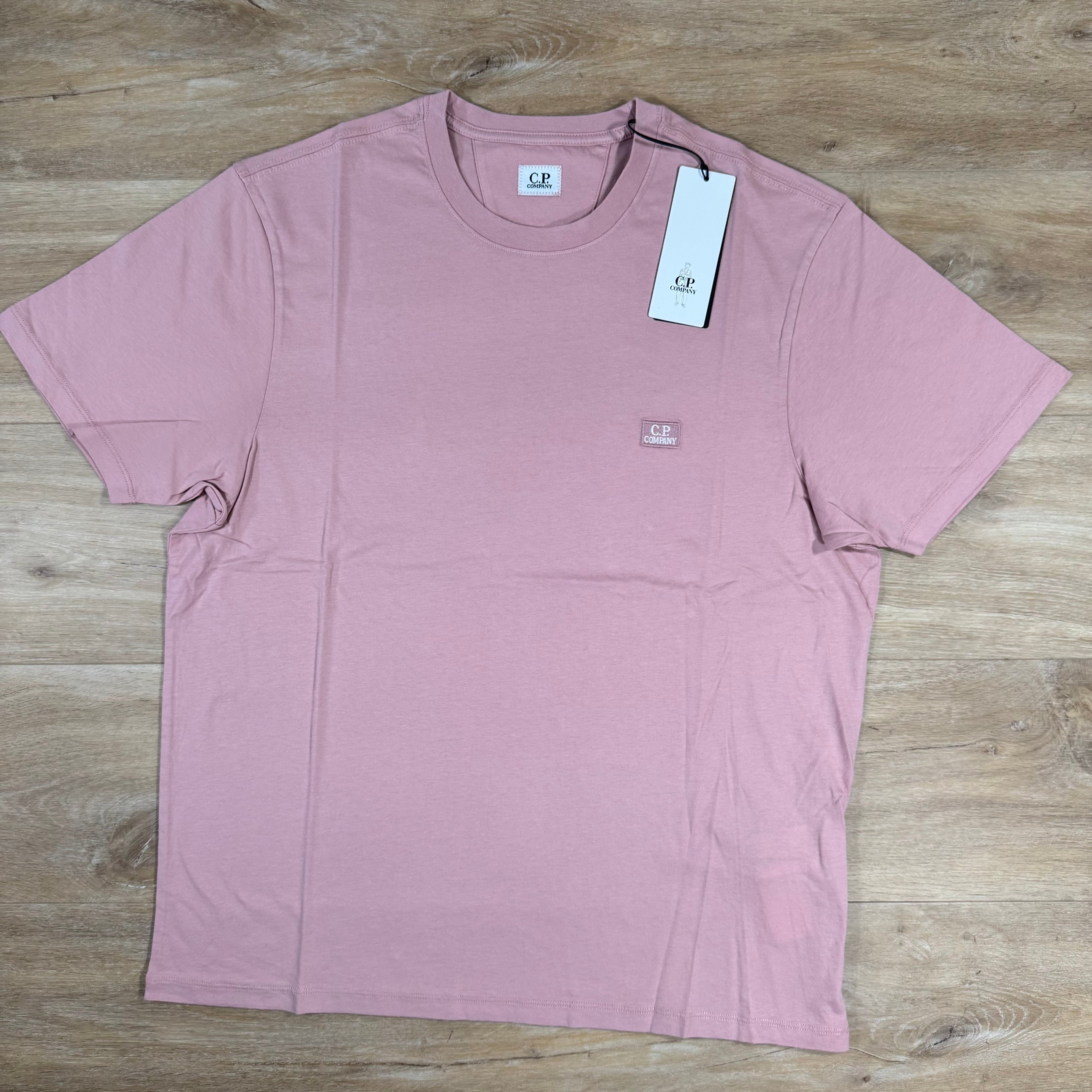 CP Company 30/1 Jersey Logo Patch T-Shirt in Misty Rose - Pink Ironleague