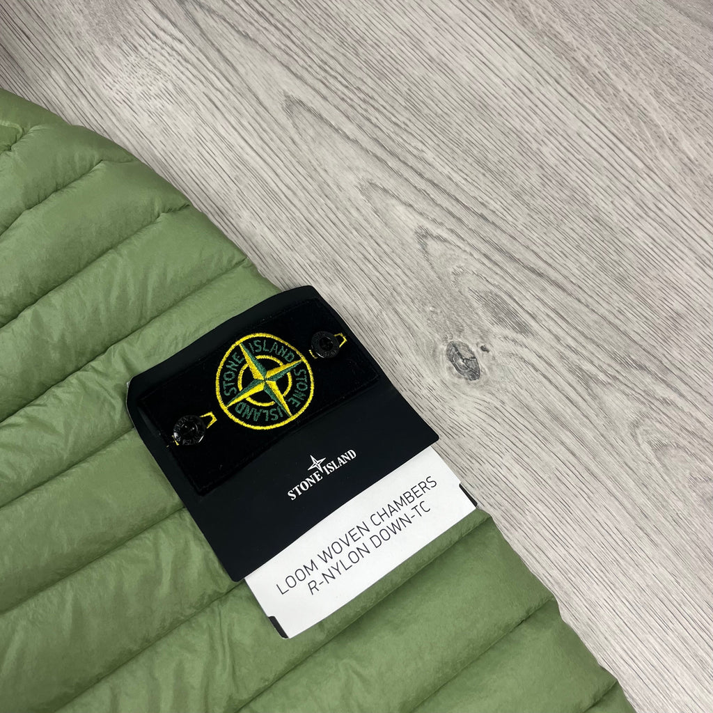 Stone Island Woven Down Jacket - Sage Green Ironleague