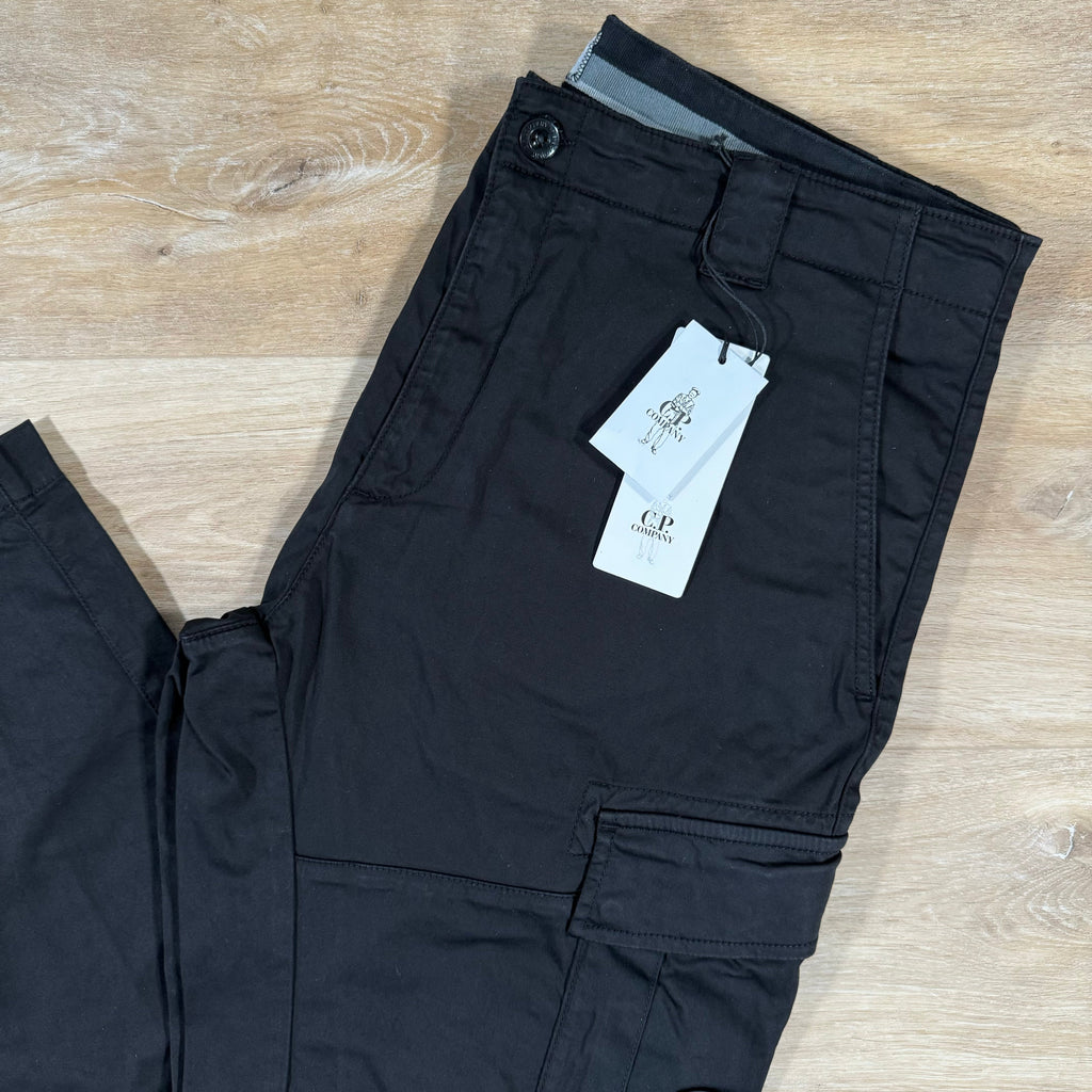 CP Company Stretch Cargo Trousers in Black Ironleague