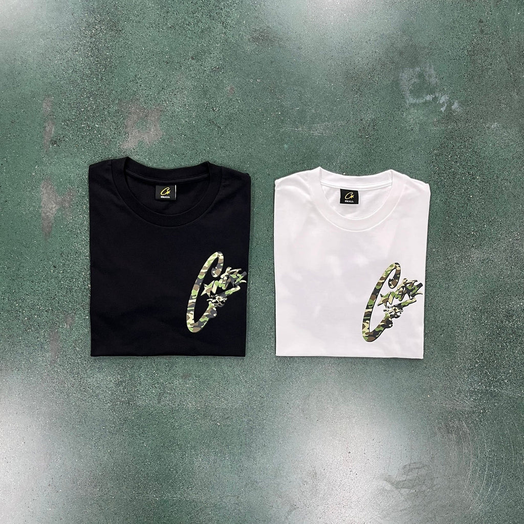 Corteiz Camo Gunslinger T-Shirt - Black/White Ironleague
