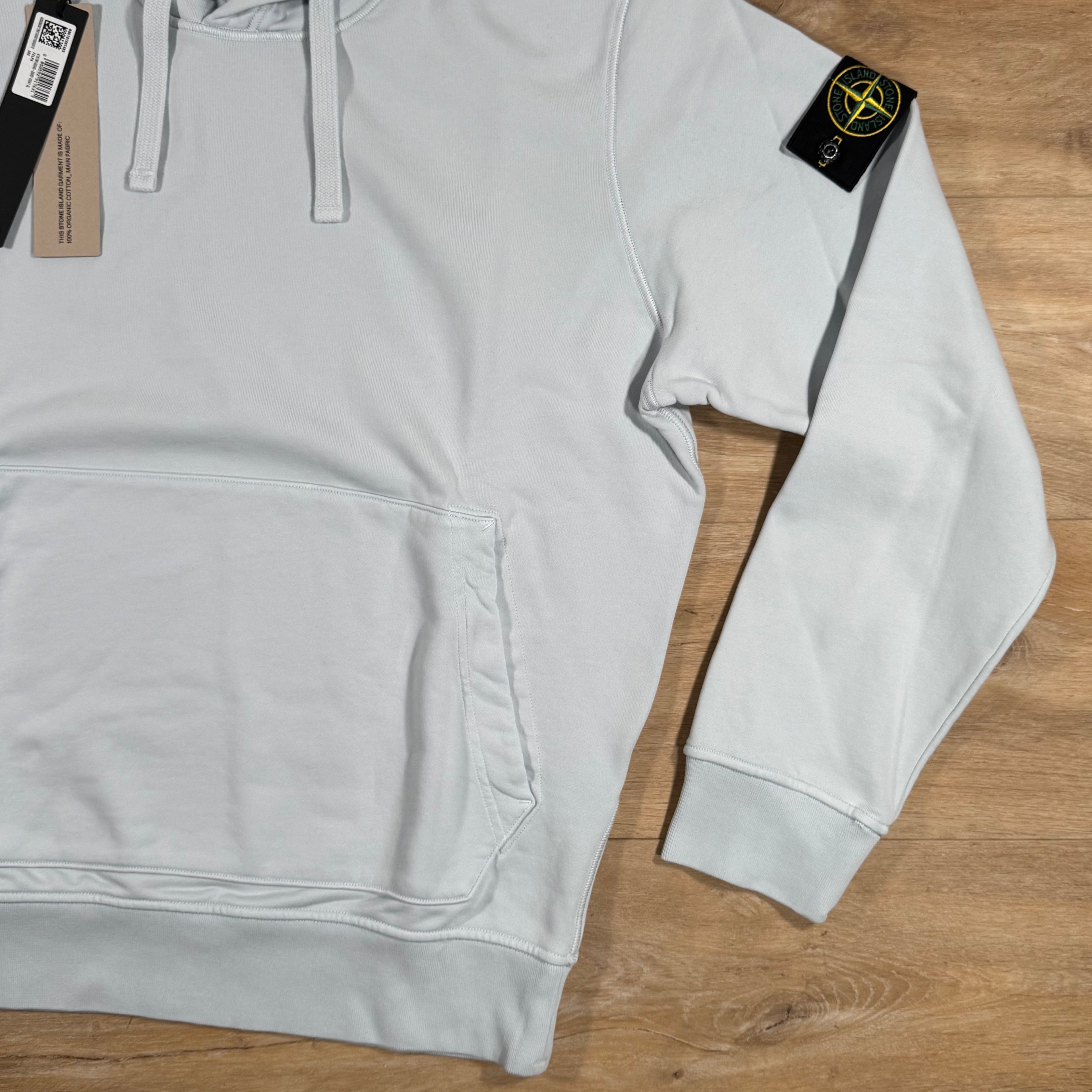 Stone Island Organic Cotton Fleece Pullover Hoodie in Sky Blue Ironleague