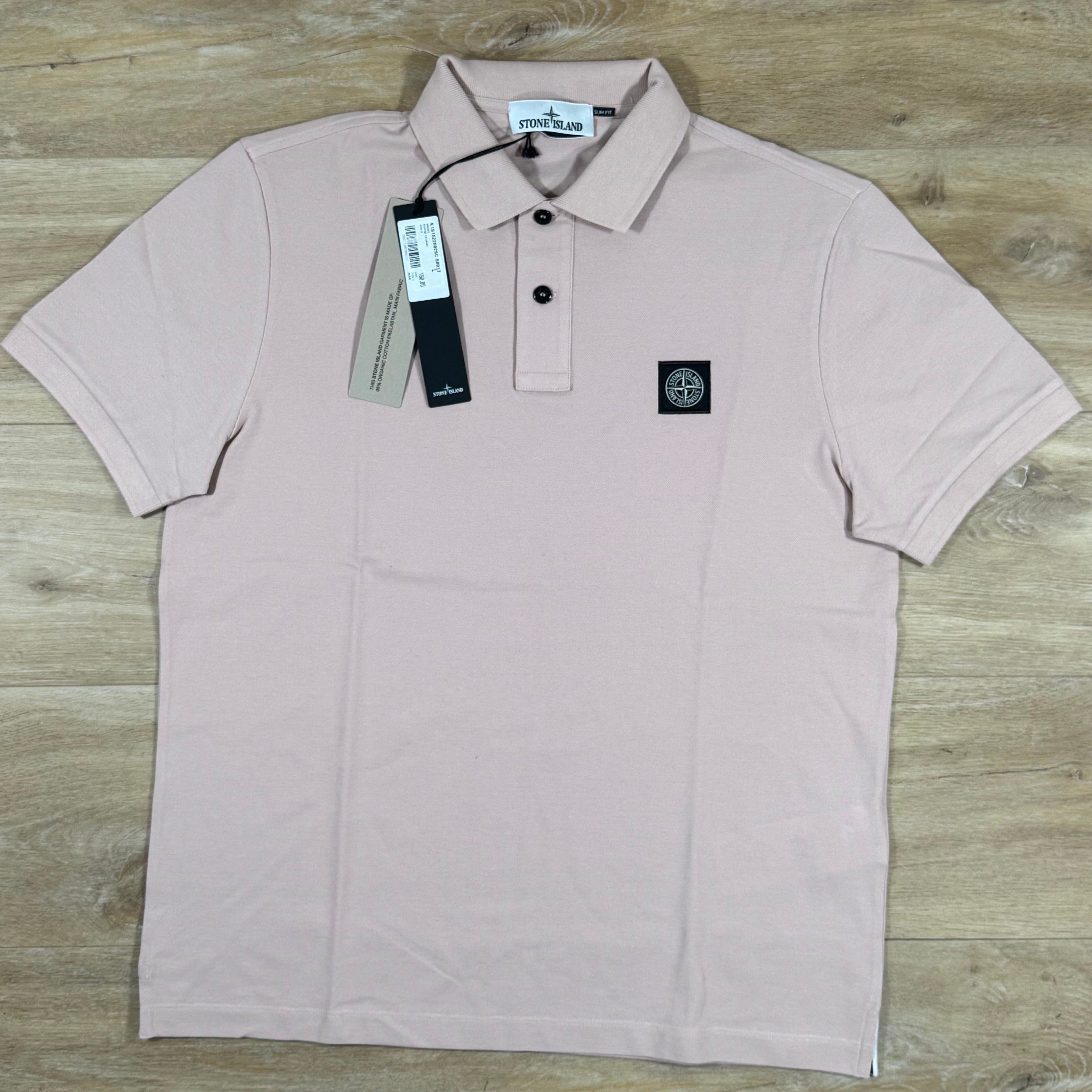 Stone Island Organic Cotton Pique Polo Shirt in Antique Rose Ironleague