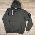 Stone Island Organic Cotton Fleece Pullover Hoodie in Military Green Ironleague
