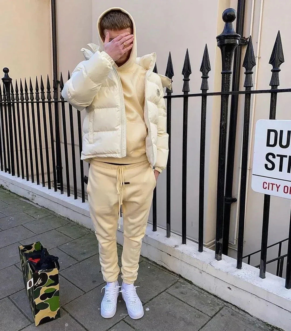 Trapstar Detachable Hooded Puffer Jacket - Cream Ironleague