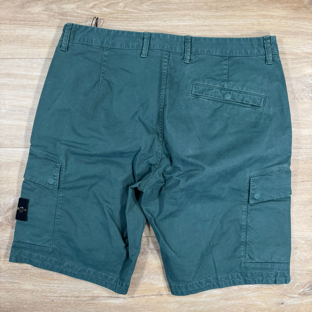 Stone Island Stretch Twill Cargo Shorts in Bottle Green Ironleague