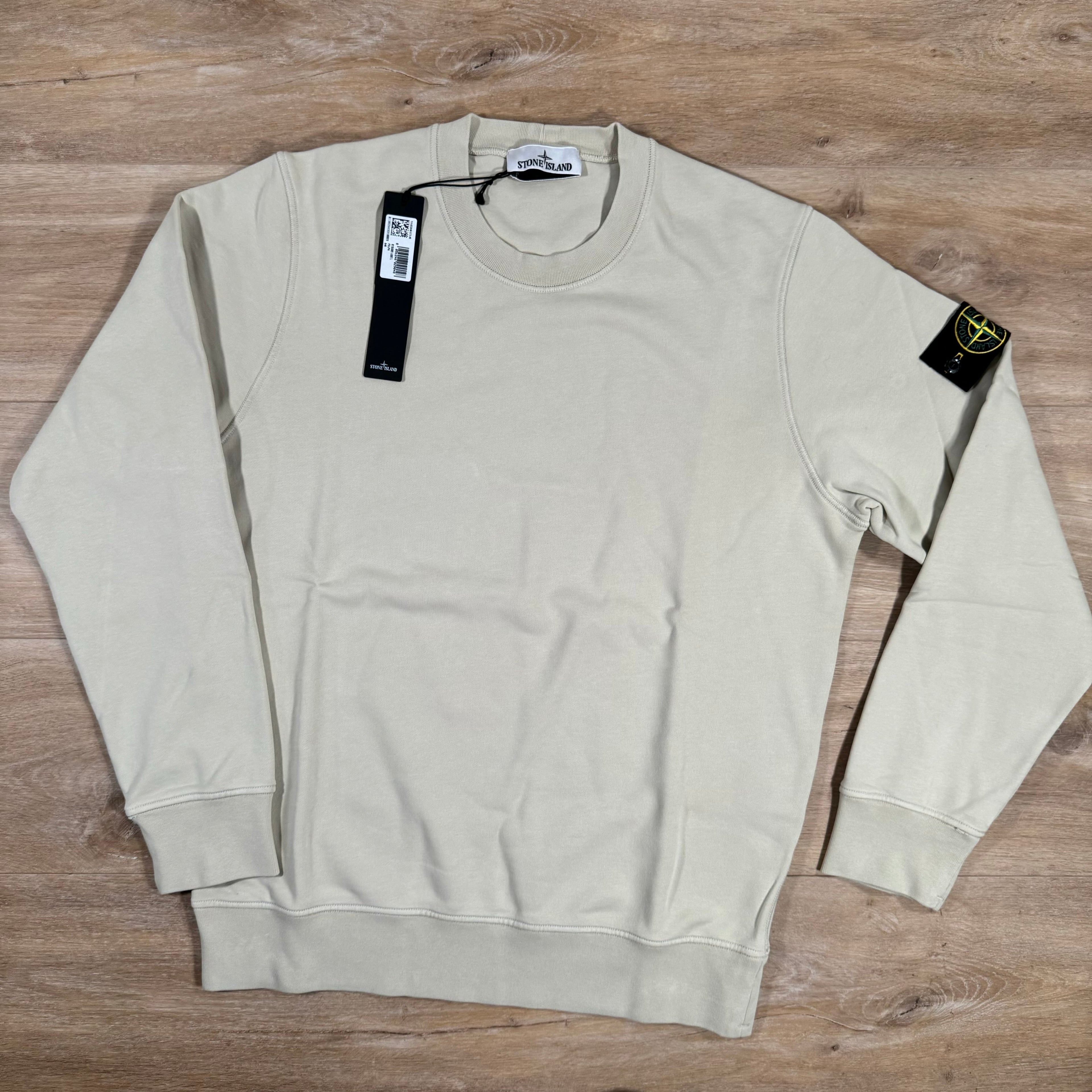 Stone Island Garment Dyed Crewneck Sweatshirt in Plaster Ironleague