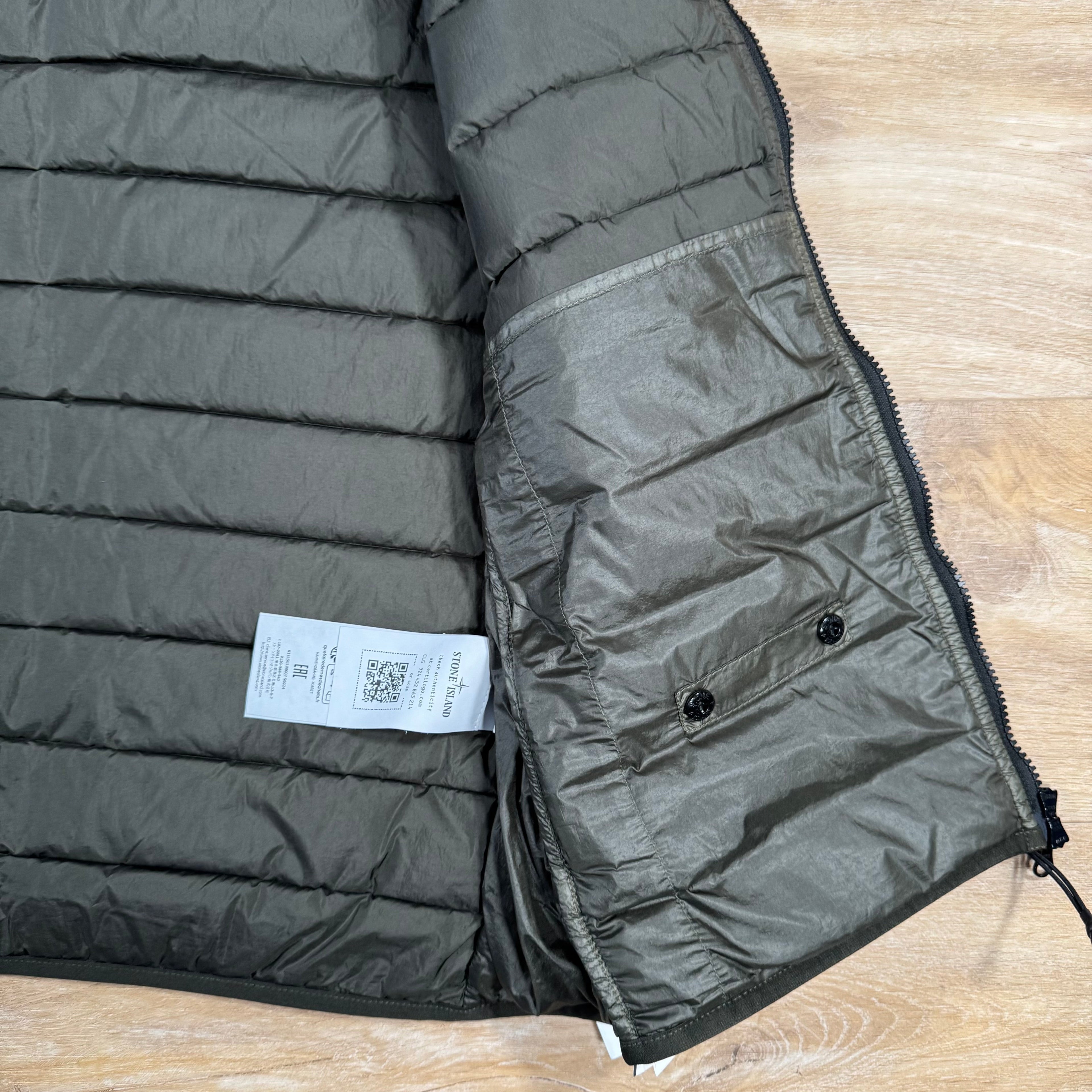 Stone Island Nylon Down-TC Vest in Military Green Ironleague