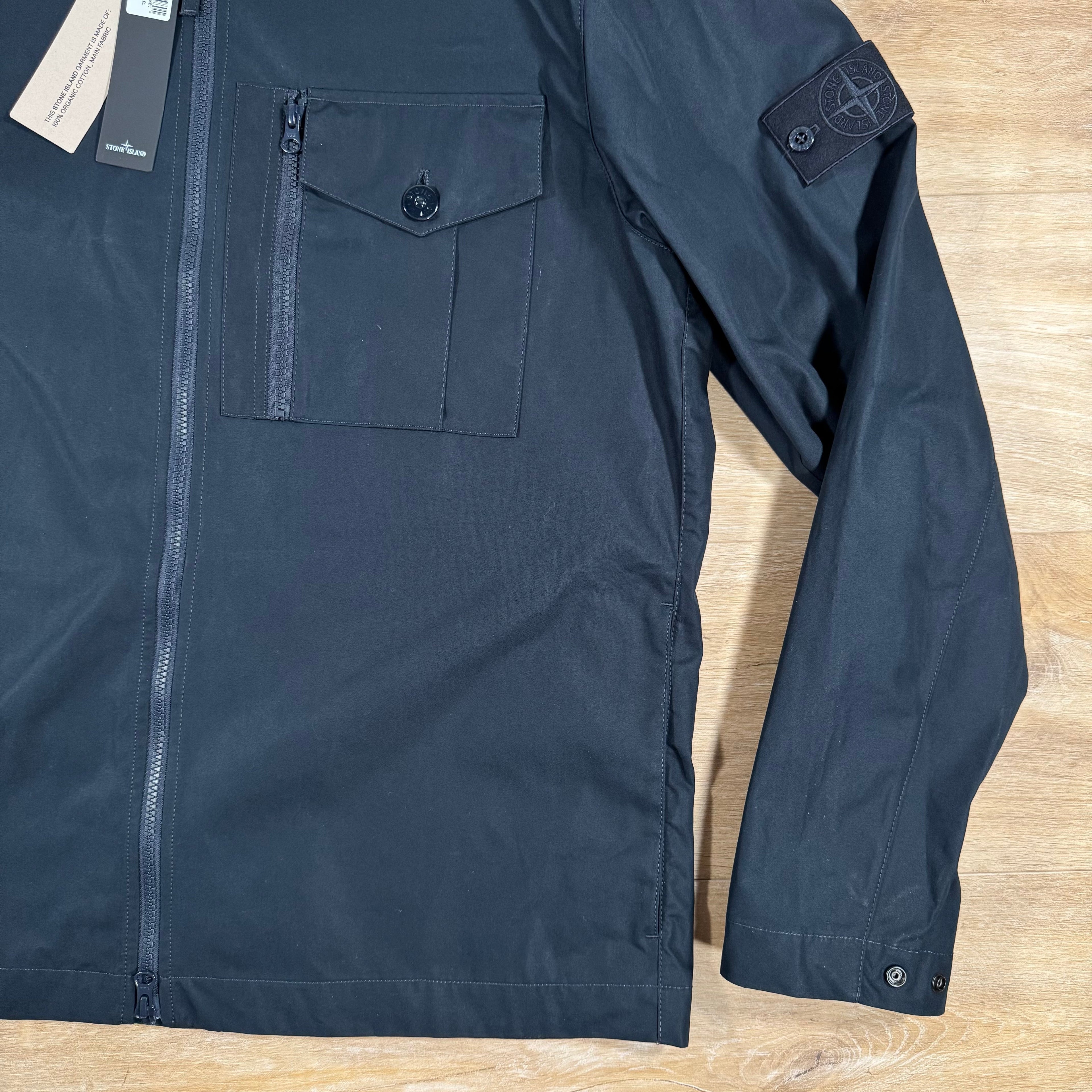 Stone Island Weatherproof Canvas Ghost Overshirt in Navy Ironleague