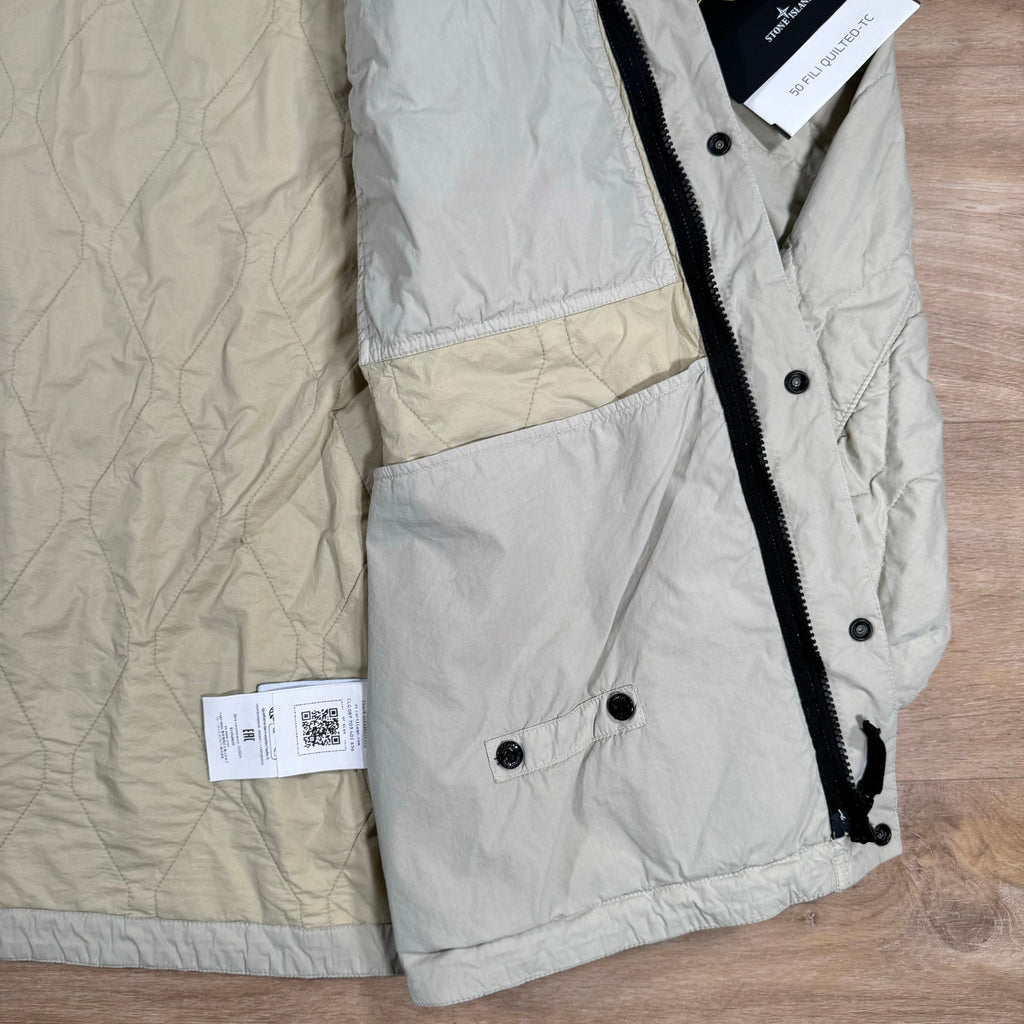 Stone Island 50 Fili Nylon Overshirt in Plaster Ironleague