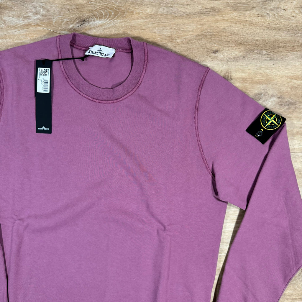 Stone Island Garment Dyed Crewneck Sweatshirt in Onion Rose Ironleague
