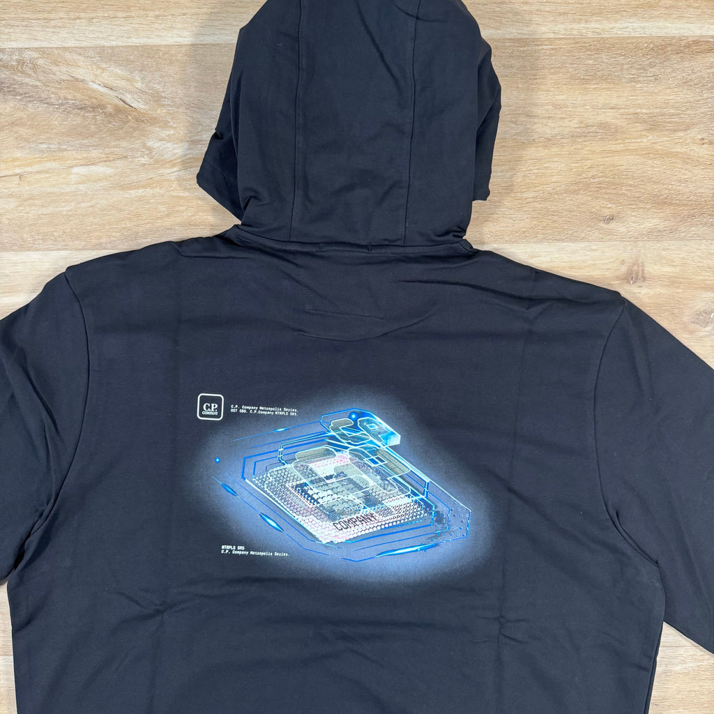 CP Company Metropolis Graphic Hoodie in Black Ironleague