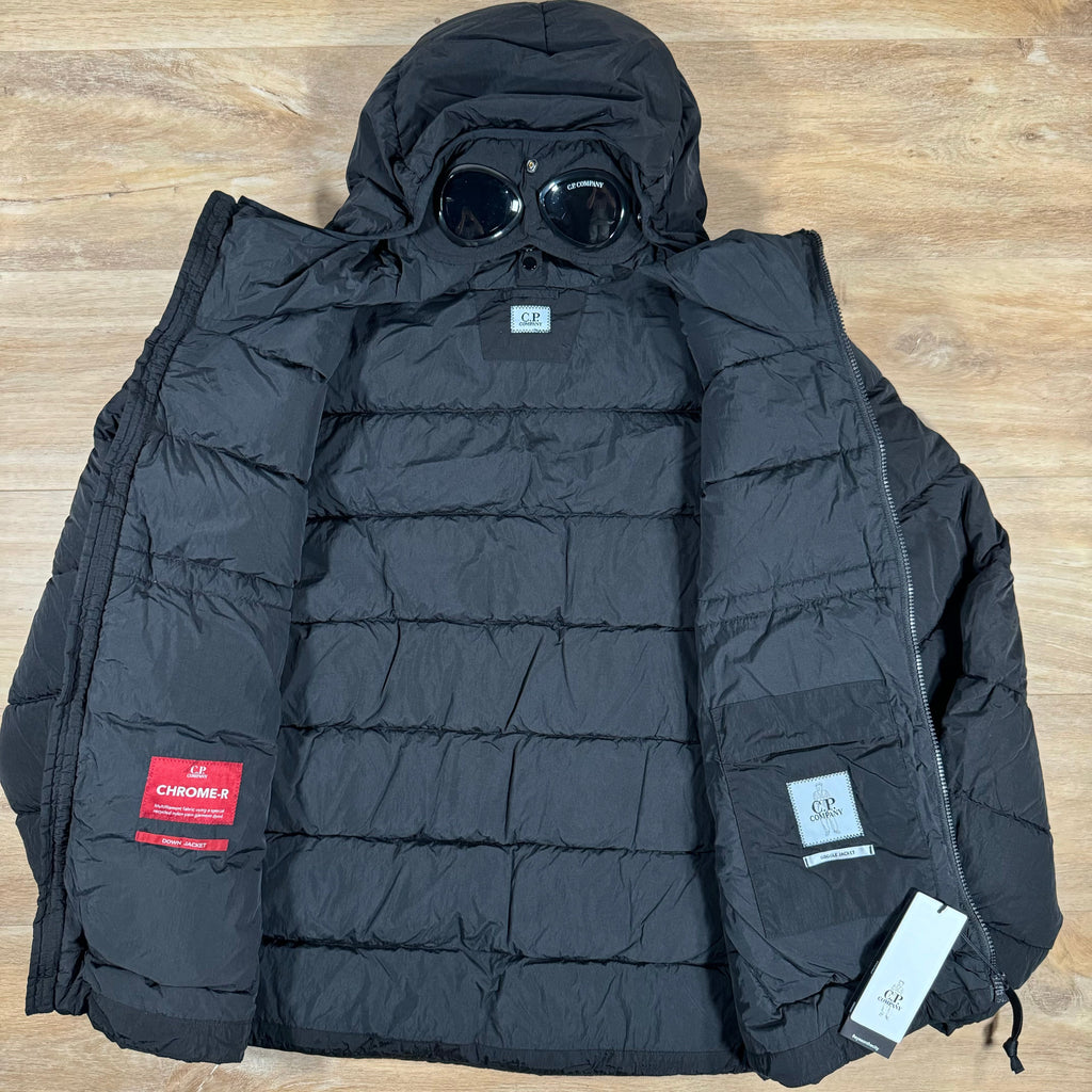 CP Company Chrome-R Goggle Down Jacket in Black Ironleague