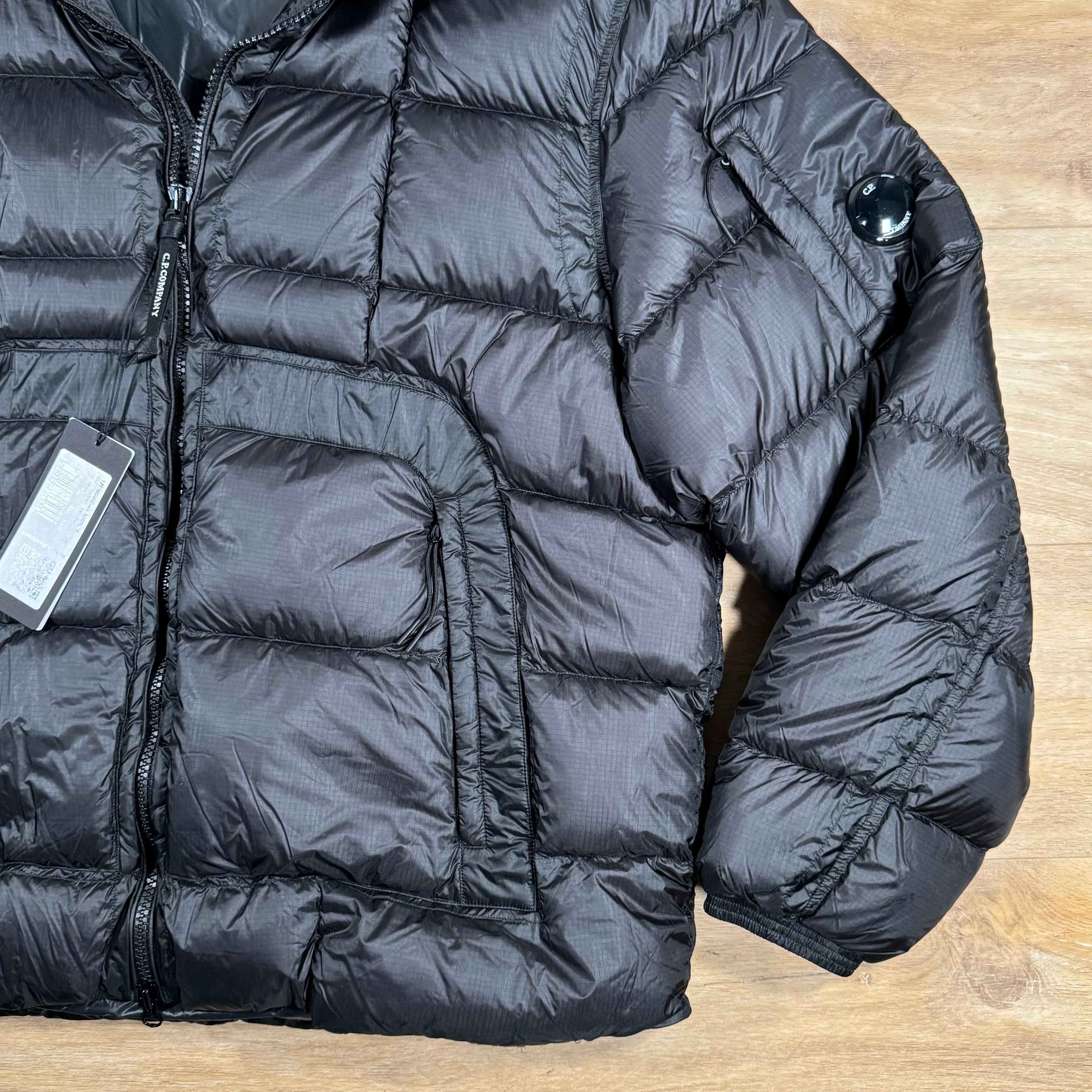 CP Company Short Down Lens Jacket in Black Ironleague