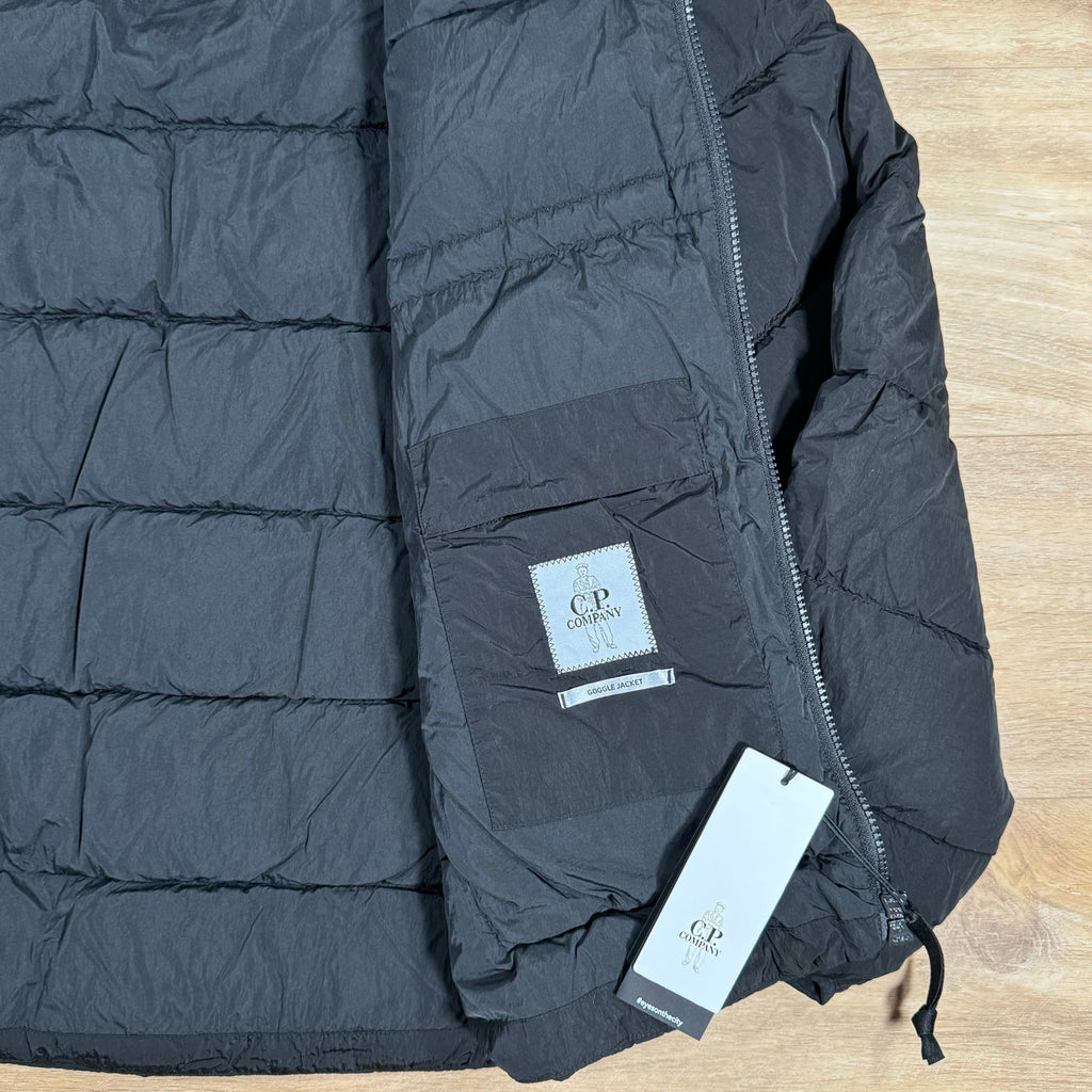 CP Company Chrome-R Goggle Down Jacket in Black Ironleague