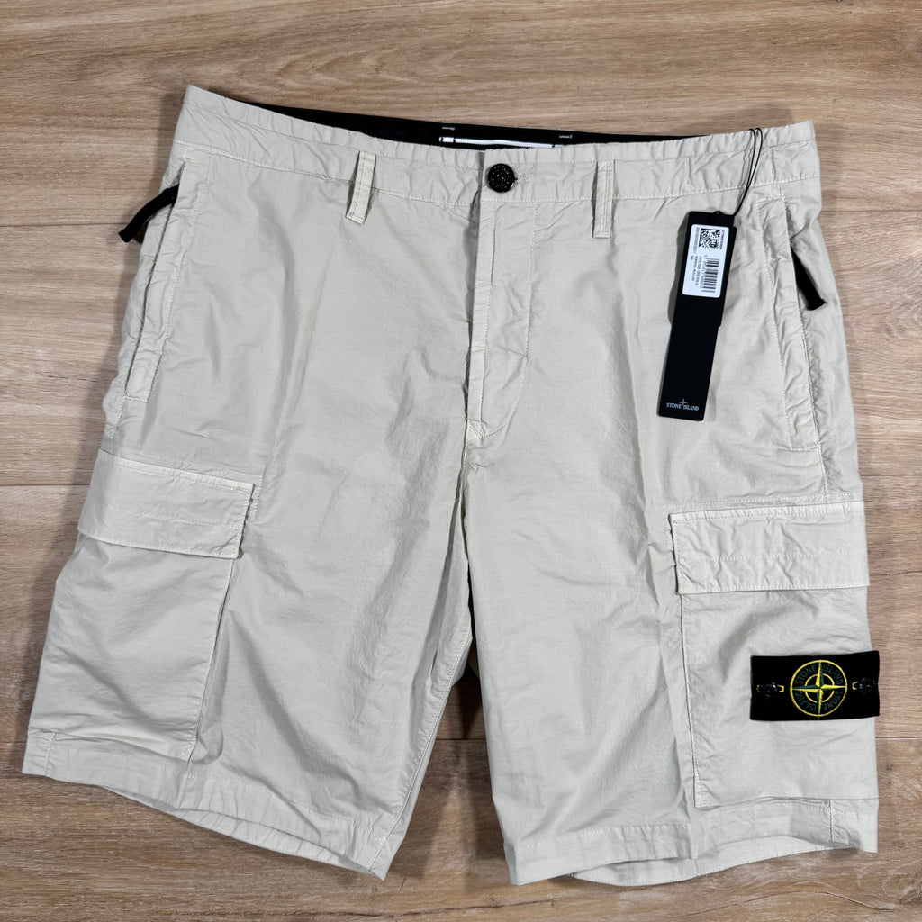 Stone Island Stretch Tela Cargo Bermuda Shorts in Sand Ironleague